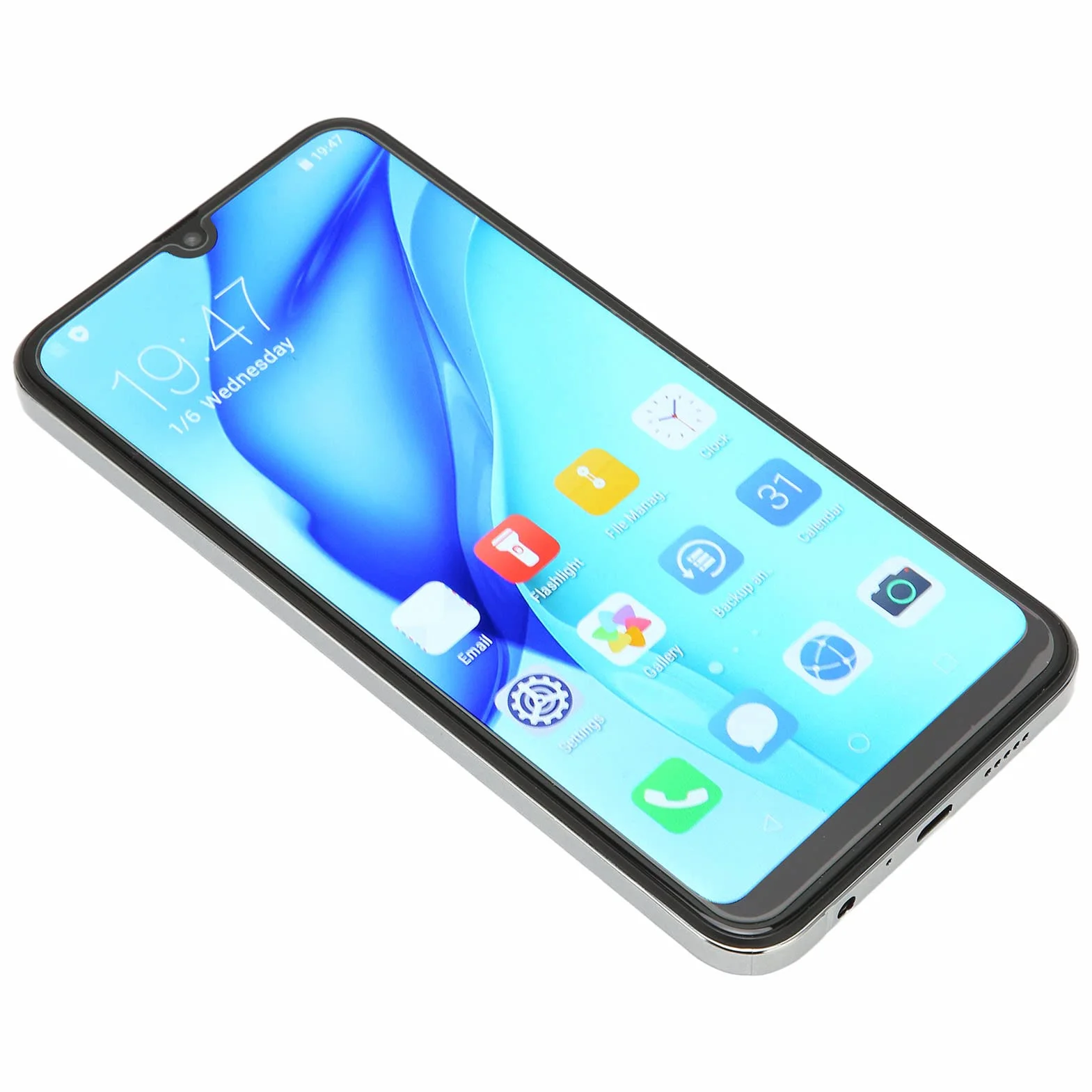 Telefon komórkowy, 100-240 V MT6580P Czterordzeniowy procesor 6,1 cala HD Rozpoznawanie twarzy Smartfon odblokowany do połączeń (Wtyczka UE)