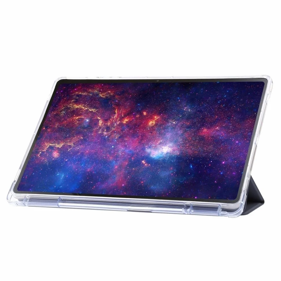 Generic etui kompatybilne z Samsung Tab S10 FE 10,9 SM-X520 (kolor: fioletowy taro) skóra przezroczysta silikonowa twarda obudowa z klapką