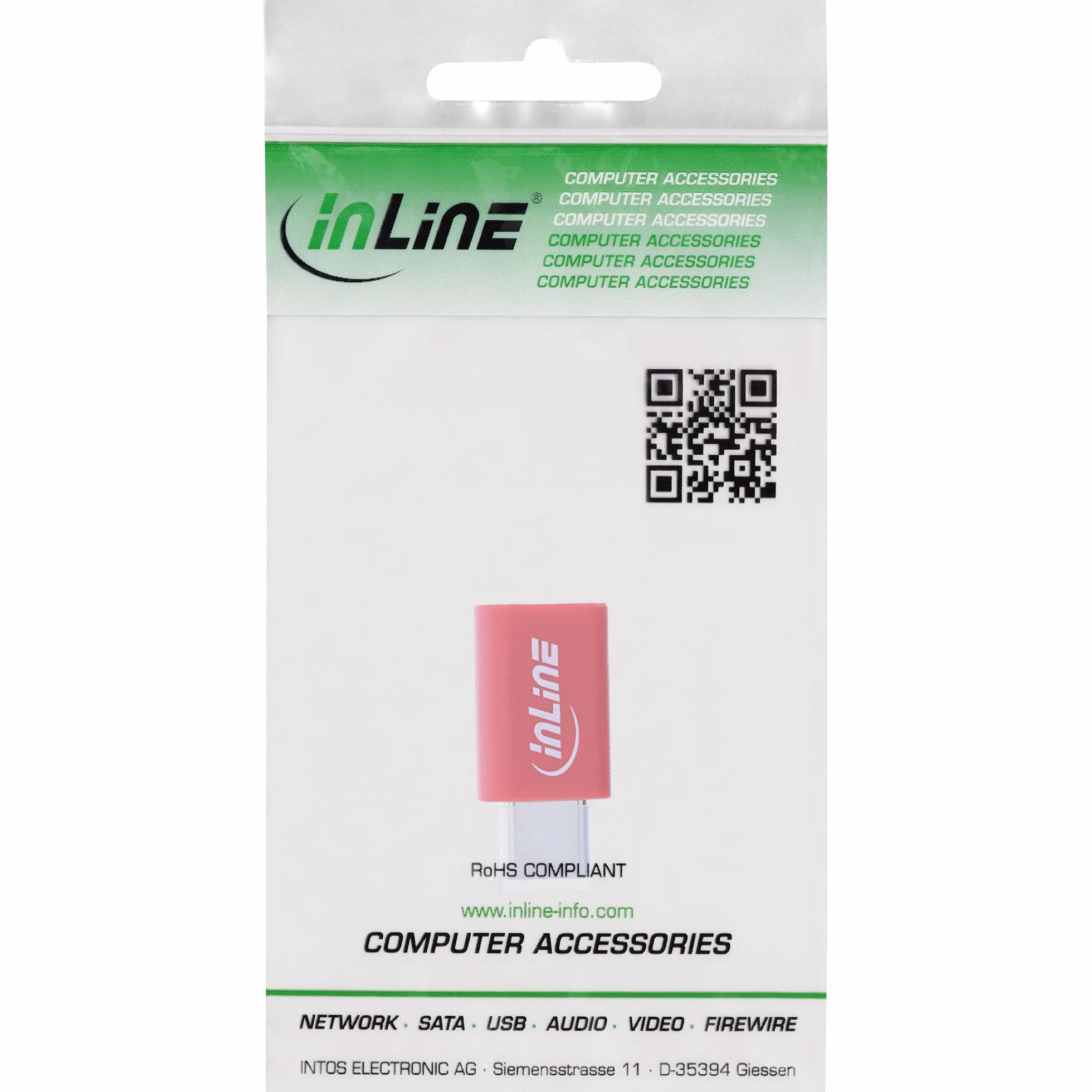 Inline Blokada danych USB USB-C wtyczka na gniazdo USB-C adapter, ładowanie bez transmisji danych, bezpieczna ochrona przed kradzieżą danych, do 240 W PD, 31650