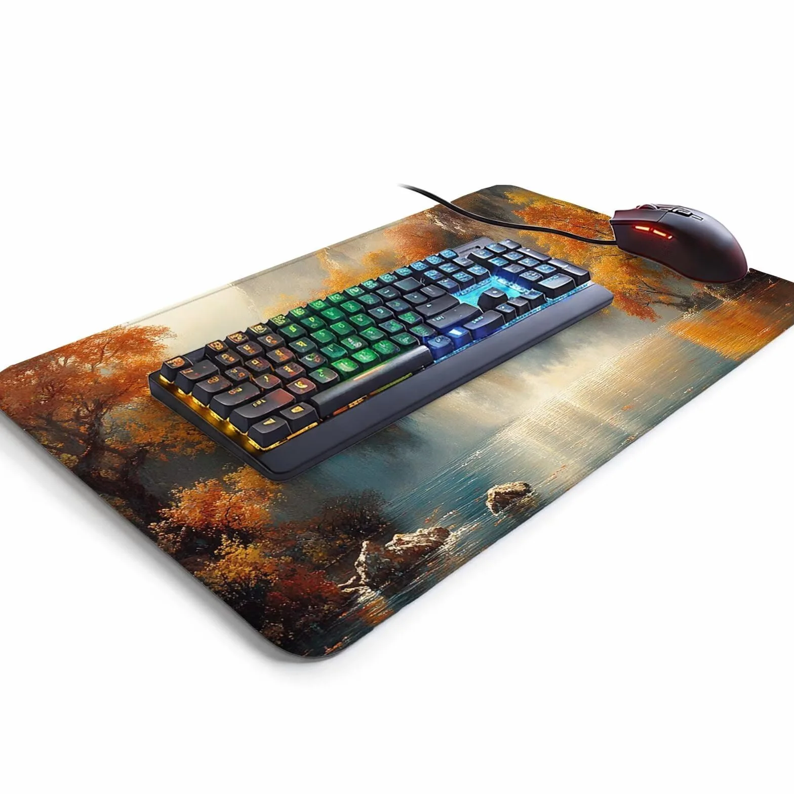 Podkładka pod mysz z wodospadem, XXL, 600 x 1400 x 3 mm, wodoodporna, gamingowa podkładka pod mysz, dokładność, prędkość do gier, akcesoria do gier, laptopa, biura, jako prezent FSBD-1953
