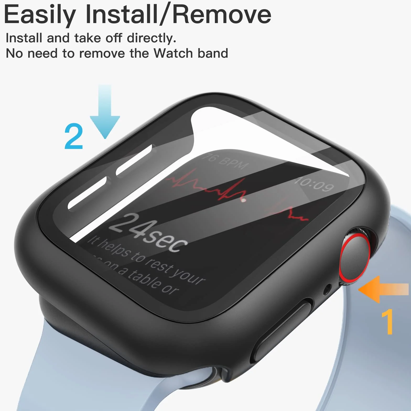 JETech Etui Ochronne z Folii Hartowanej do Apple Watch SE 3/2/1 (2025/2022/2020) / Series 6 5 4 44mm, 2 Sztuki, Czarny