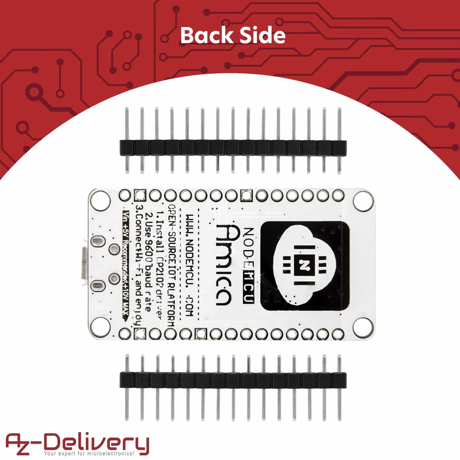 AZDelivery 3 x NodeMCU V2 WiFi Amica ESP8266 ESP-12F Development Board z CP2102 kompatybilny z Arduino nielutowane wersja w tym E-Book!
