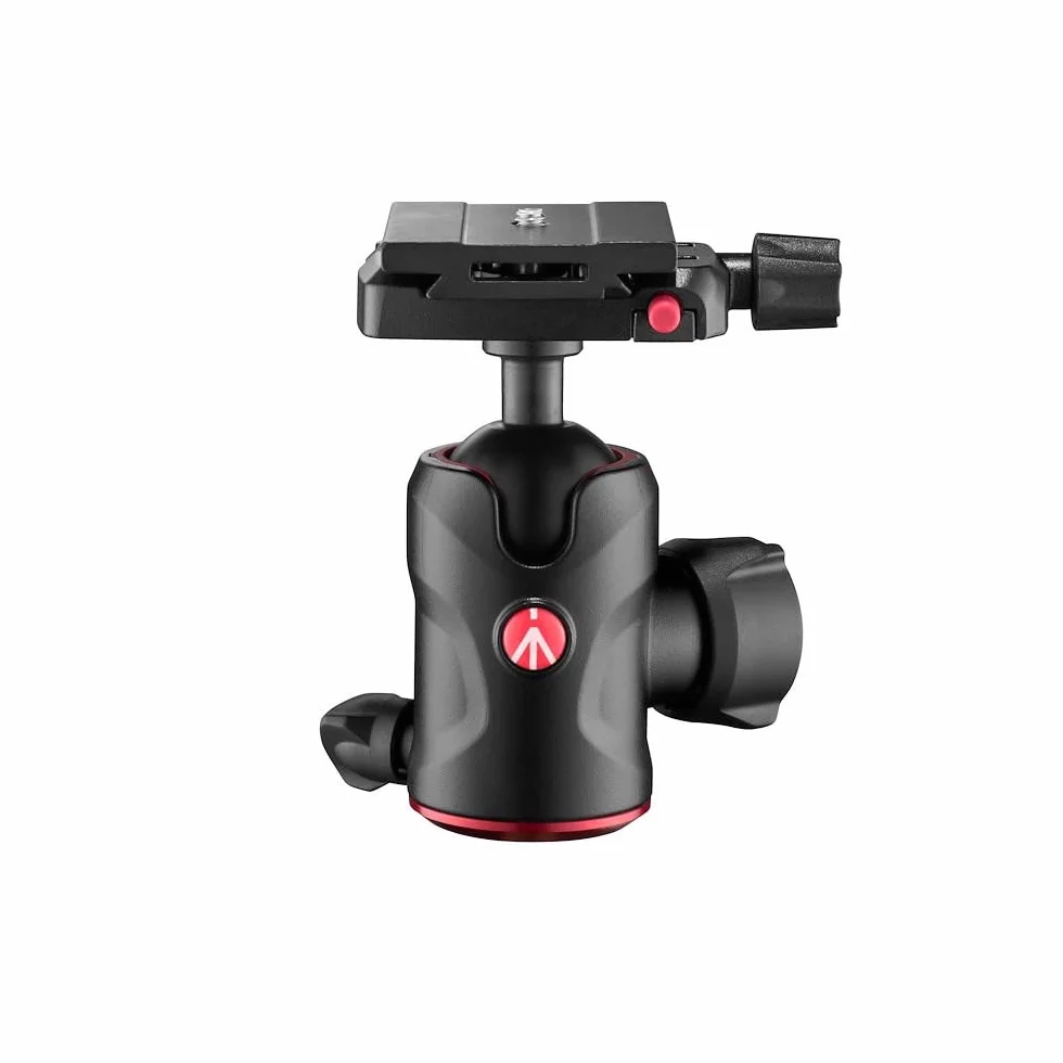 Manfrotto Kompaktowa głowica kulowa 496 z płytką szybkozłączkową MSQ6PL, głowica kulowa do statywów do aparatu, stabilizatorów aparatu, pilotów, sprzętu fotograficznego