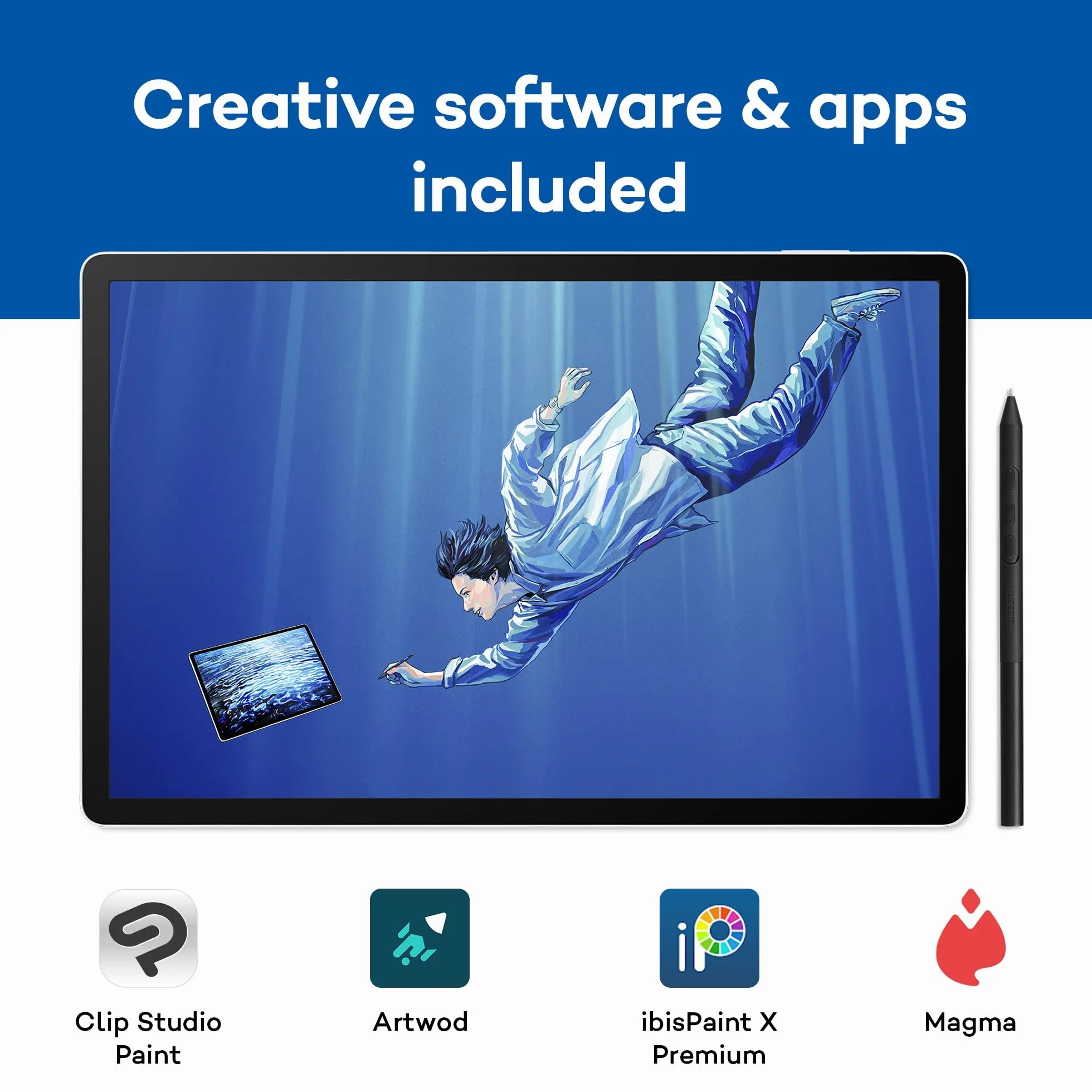 Wacom MovinkPad Pro 14 Tablet do rysowania – odczucie długopisu na papierze z ekranem OLED dla prawdziwej czerni, wyjątkowy kontrast, szybka reakcja, szkło teksturowane premium, bardzo precyzyjny