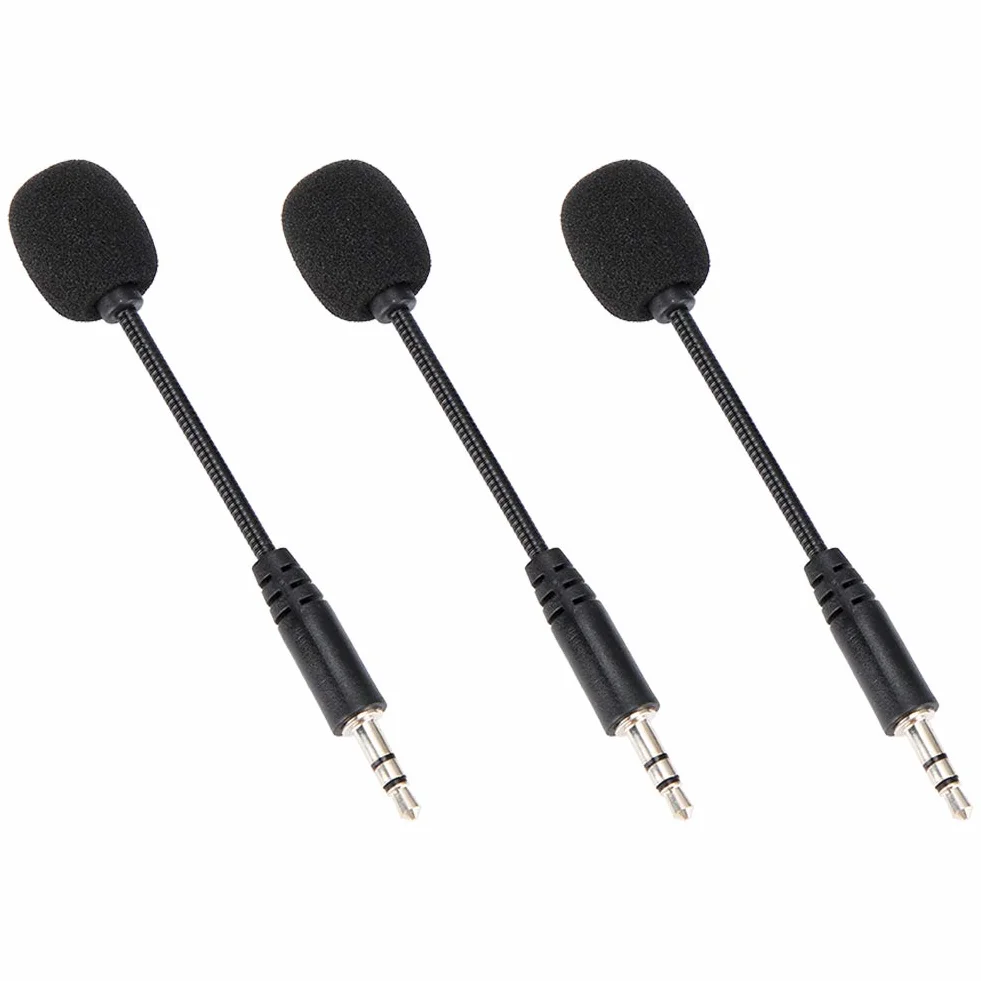 Mini Mikrofon Jack 3,5 Mm do Komputerowego Telefonu Komórkowego, Mikrofon Przeciwzakłóceniowy do Nagrywania KTV, 3 szt. Regulowanych Mikrofonów, Czarny 100 Mm