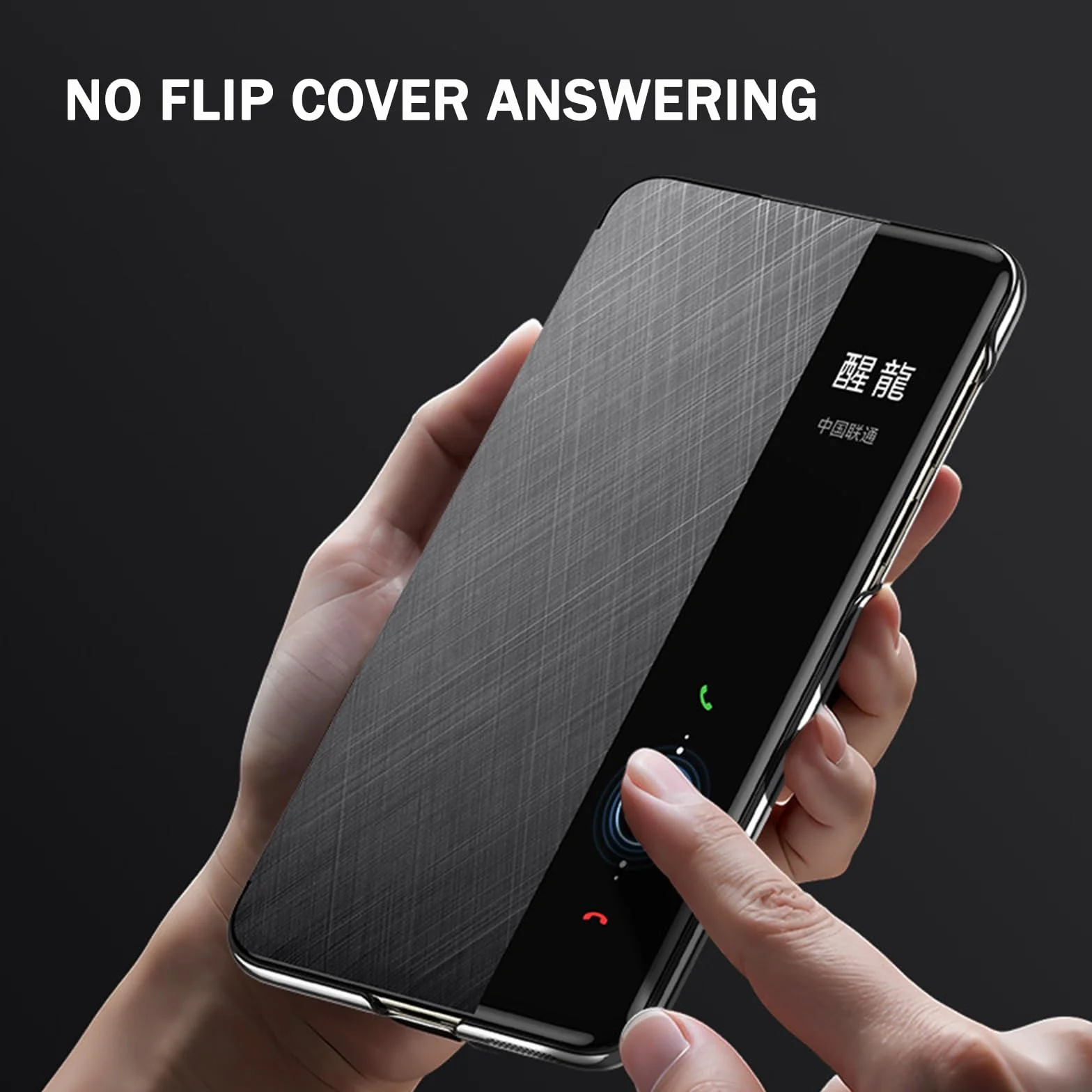 Etui do Huawei Mate 70 Pro +/70 Pro / 70, skórzane etui na telefon komórkowy, z klapką, z okienkiem i odciskami palców, minimalistyczna osłona, szare, 70 Pro