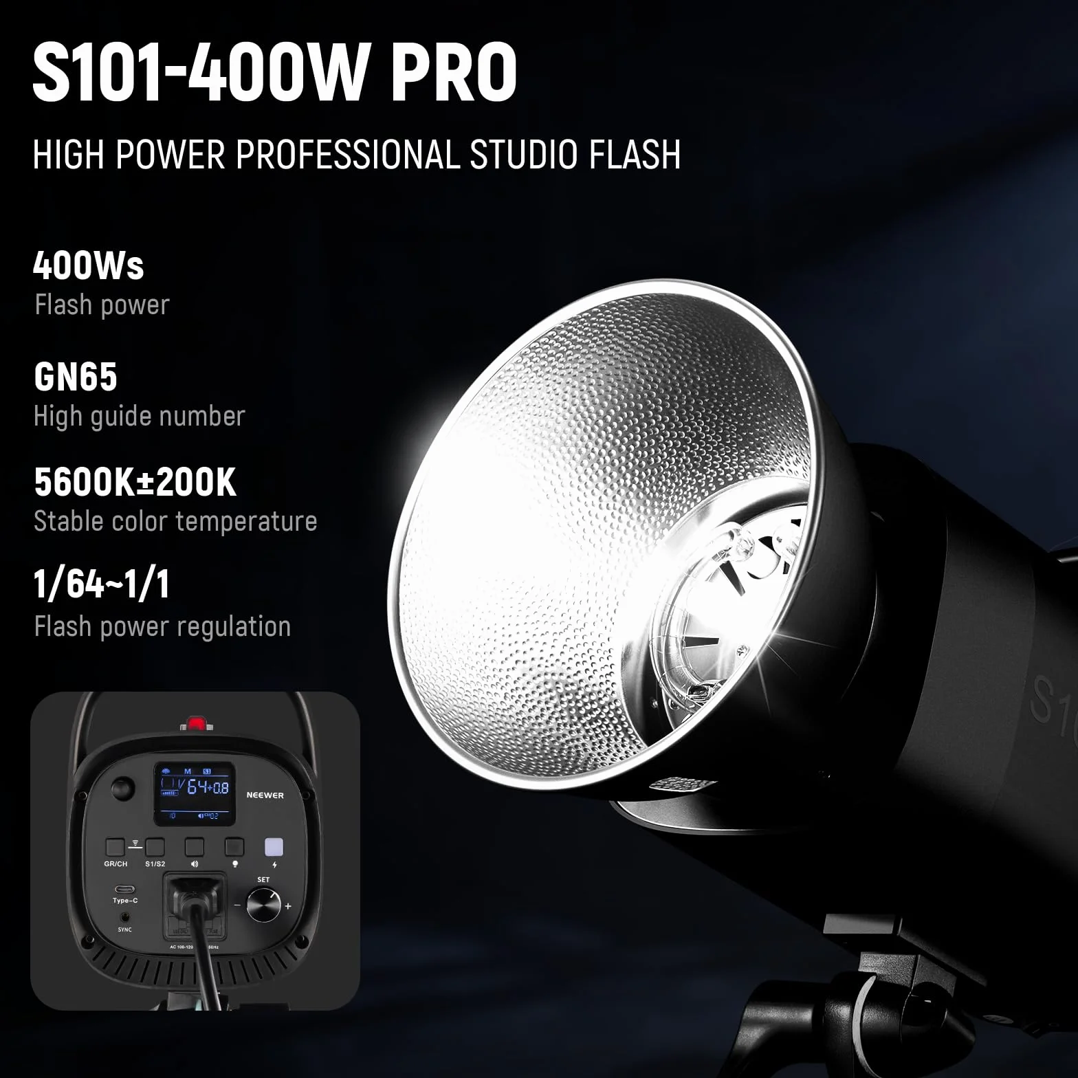 NEEWER Zestaw 800 W Studio Monolight Strobe Flash: 2-pak S101-400 W PRO 5600 K lampa błyskowa Studio z wyzwalaczem 2,4 G/lampa nastawcza 150 W/Bowens Mount/softbox/stojak/reflektor/torba, kompatybilny