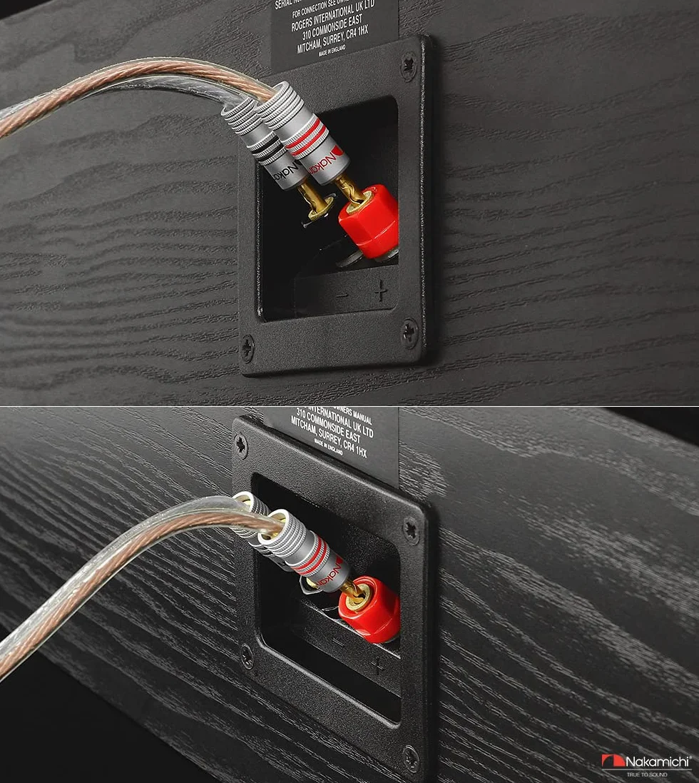 Nakamichi Excel Series 24K pozłacany wtyk bananowy 12-18 AWG Rozmiar miernika 4mm do głośników Wzmacniacz HiFi Odbiornik AV Stereo Kino domowe Złącze Audio (16 Szt., Wtyki bananowe BFA)