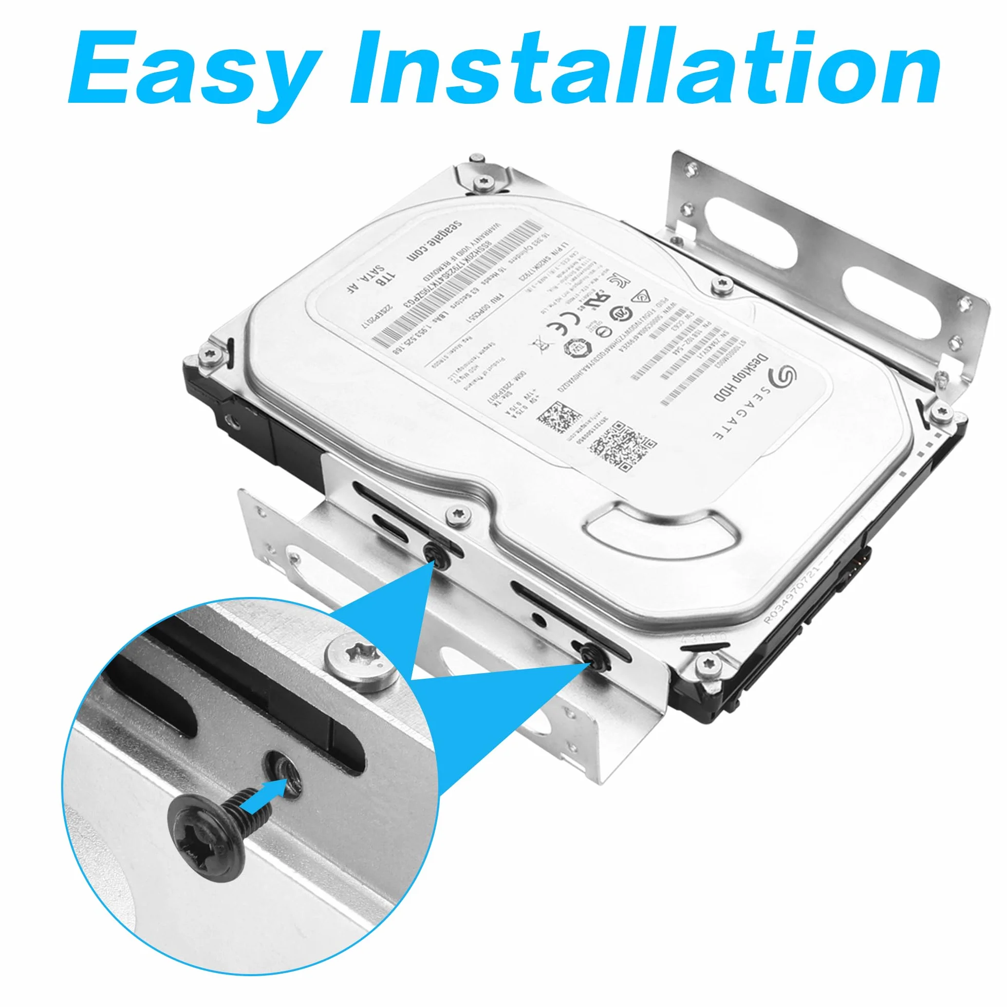 YAODHAOD Uchwyt montażowy 3,5" na 5,25" SSD/HDD, konwertuje każdy dysk twardy 3,5" na zatokę dysku 5,25", metalowy uchwyt montażowy wewnętrzny dysk twardy, uchwyt montażowy do komputerów PC/NAS