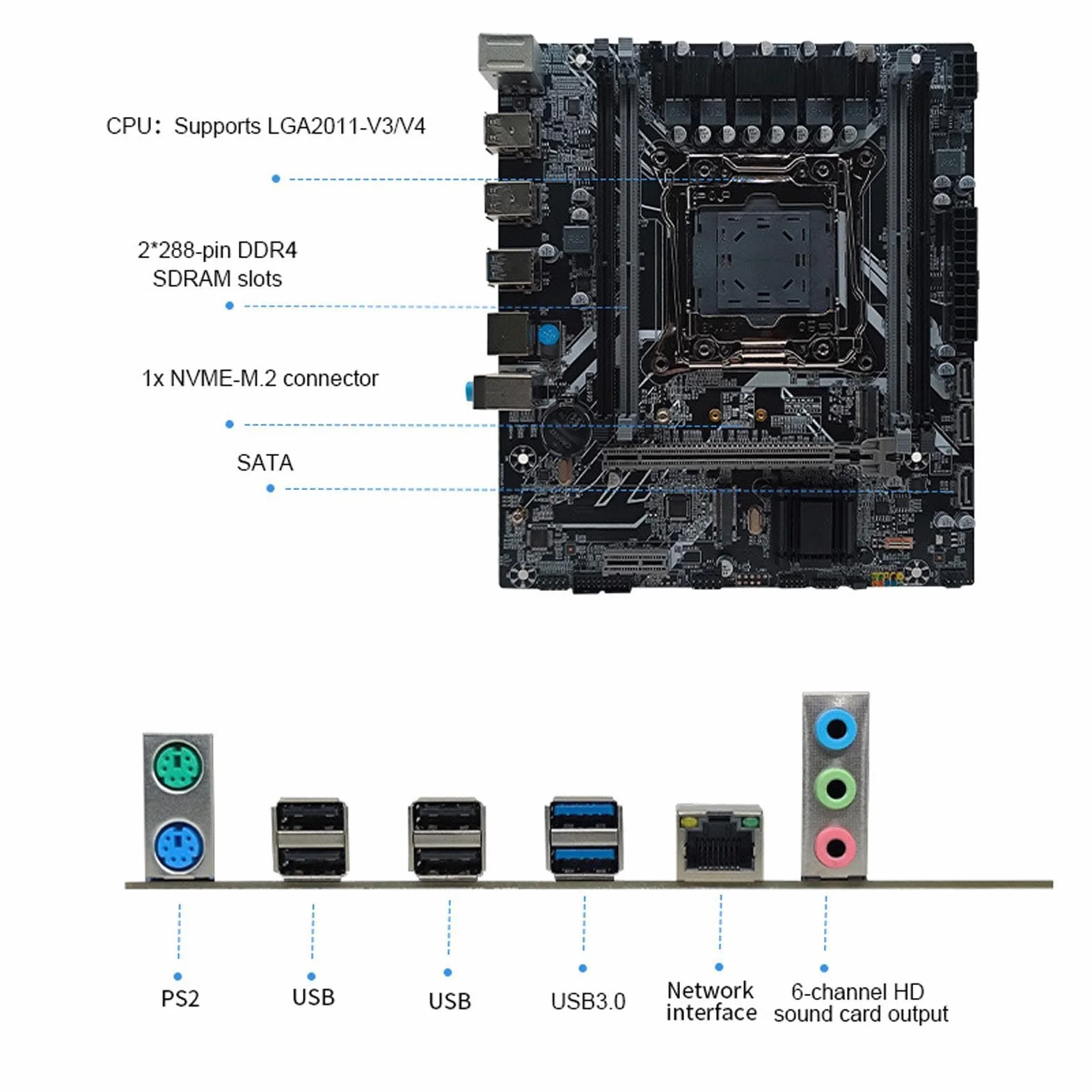 Płyta Główna X99, Płyta Główna LGA 2011 z 4 -kanałowymi Szczelinami Pamięci DDR3, M.2 Nvme Ngff Serial, Porty ATA3.0 i ATA2.0, PCIE dla I7