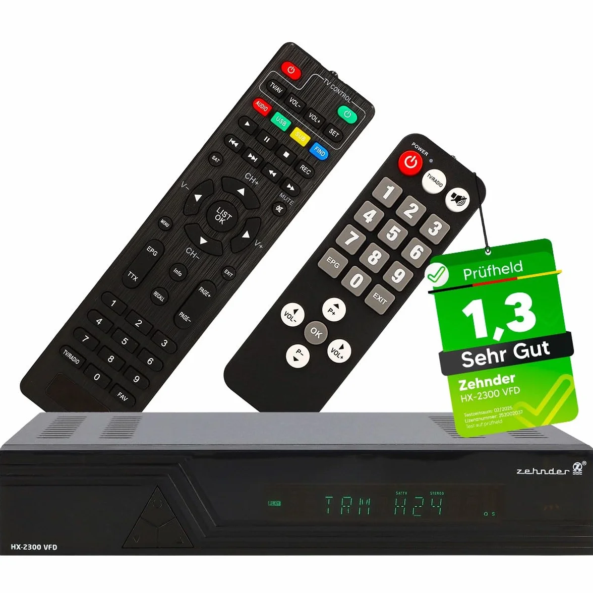 [ Test bardzo dobry, Note 1.3 *] Odbiornik satelitarny 1.3 1 x 100 VFD + pilot zdalnego sterowania dla seniorów, z funkcją nagrywania, obsługuje Full HD, cyfrowy odbiornik satelitarny do anteny
