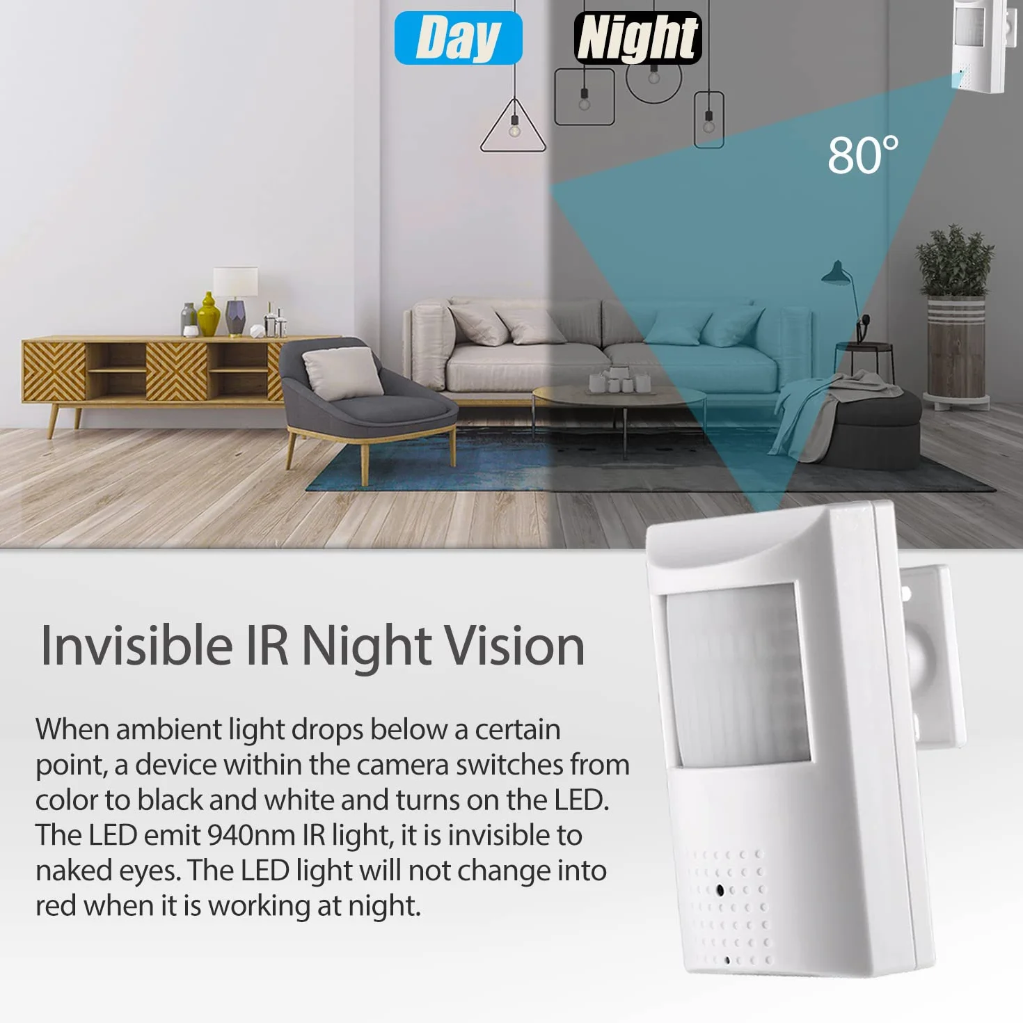 PIR Pinhole POE kamera IP, HD 5 MP kamera do monitoringu wewnętrznego P2P 3,7 mm obiektyw 940 nm niewidoczny 48 diod LED IR widoczność w nocy kamera CCTV H.265 (IPIR-POE biała)