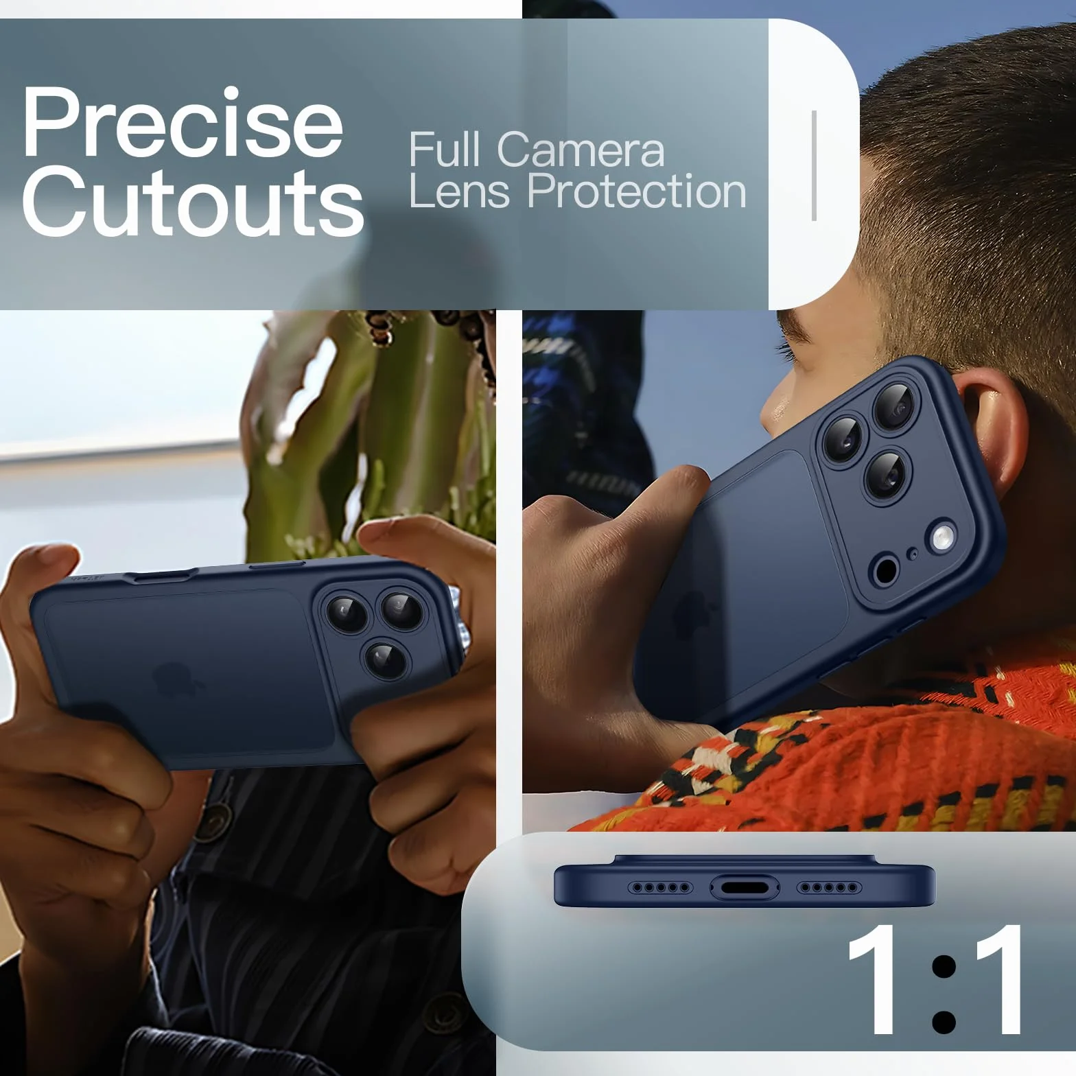 JETech Matowe Etui iPhone 17 Pro 6,3 Cala Odporny na Wstrząsy Ochrona Wojskowa Ciemnoniebieski