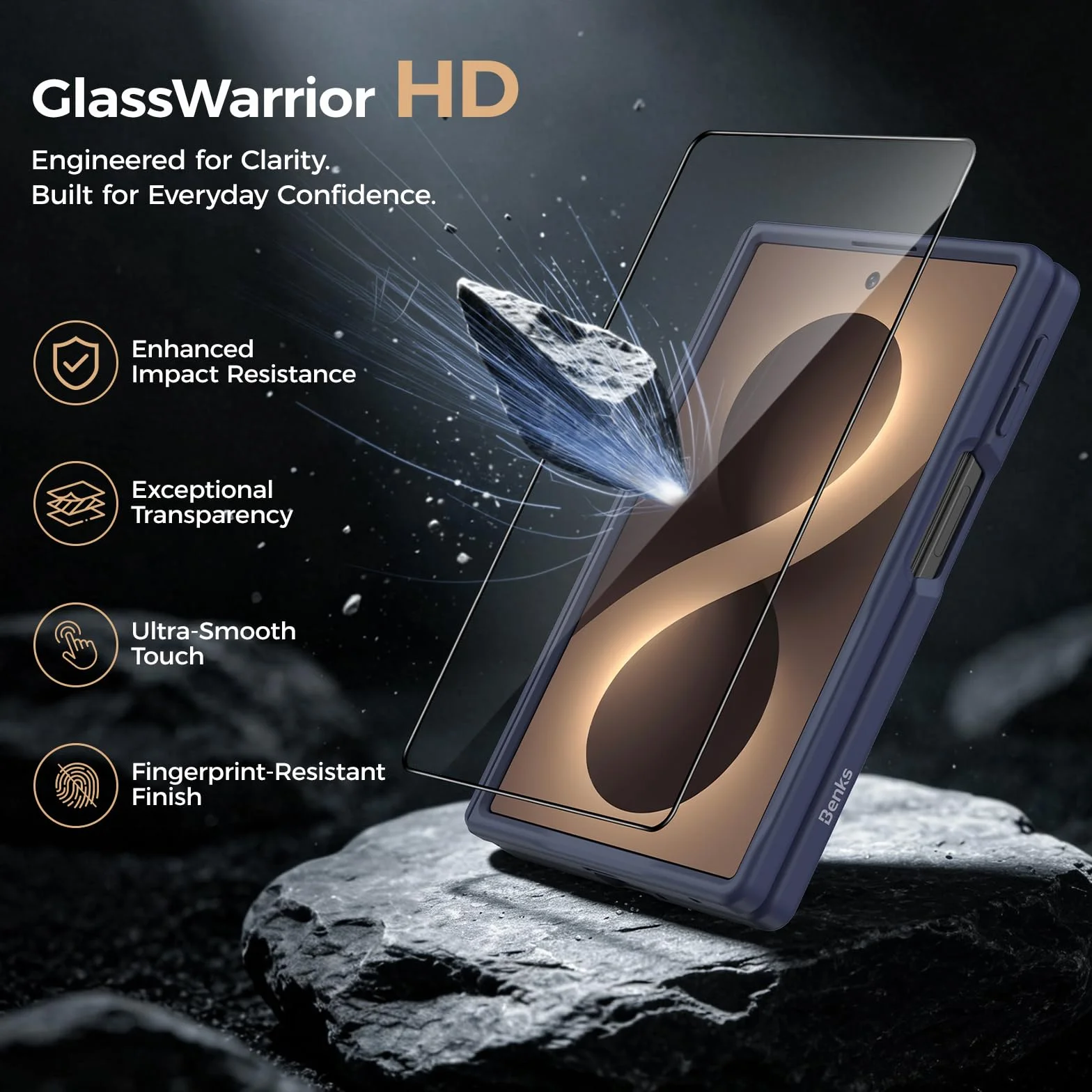 BENKS Magnetyczne Etui do Samsung Galaxy Z Fold 8 Wstrząsy Etui | Z Ochroną Zawiasu i folią Ochronną na Ekran, Wykonane z włókna Kevlar i TPU, Ochrona Przed Upadkiem Klasy Wojskowej