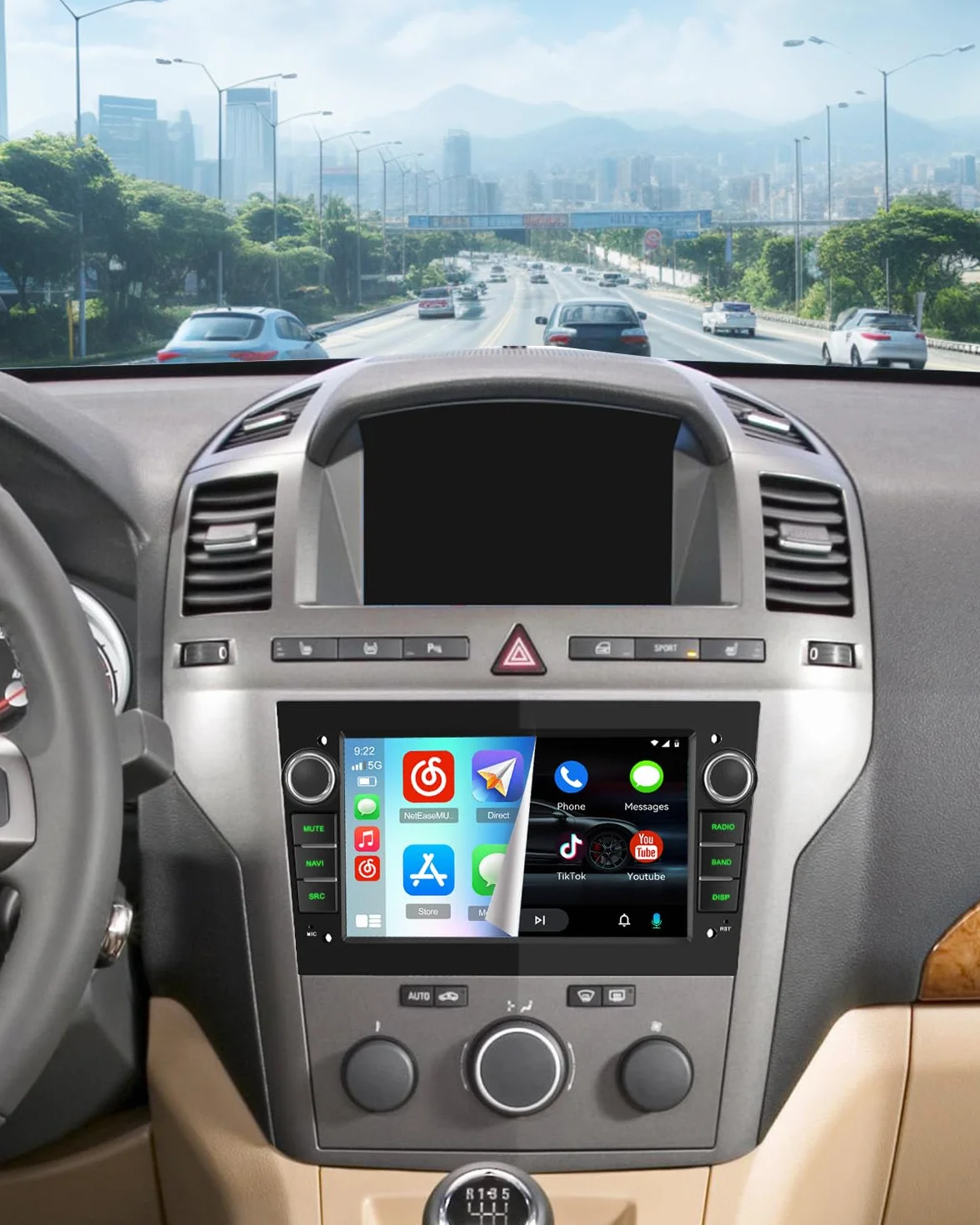 Roinvou Radio samochodowe z wyświetlaczem 7" do Opel Astra Antara Vectra Corsa Zafira Meriva Combo CarPlay Android Auto, 7 kolorów LED, UI, ekran dotykowy radio Bluetooth 5.2, Mirror Link, EQ, FM, SWC