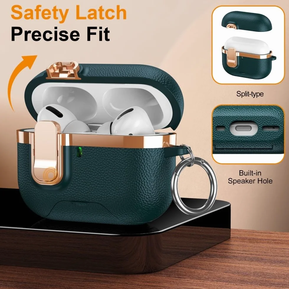 etui kompatybilne z AirPods Pro (1. generacji) (kolor: niebieski) stylowe, odporne na wstrząsy twarde etui ze skóry silikonowej cpver
