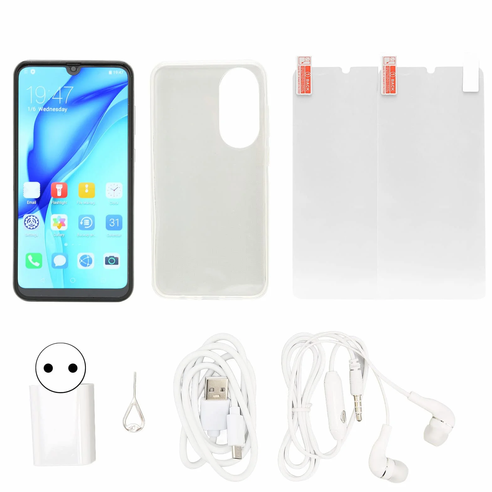 Telefon komórkowy, 100-240 V MT6580P Czterordzeniowy procesor 6,1 cala HD Rozpoznawanie twarzy Smartfon odblokowany do połączeń (Wtyczka UE)
