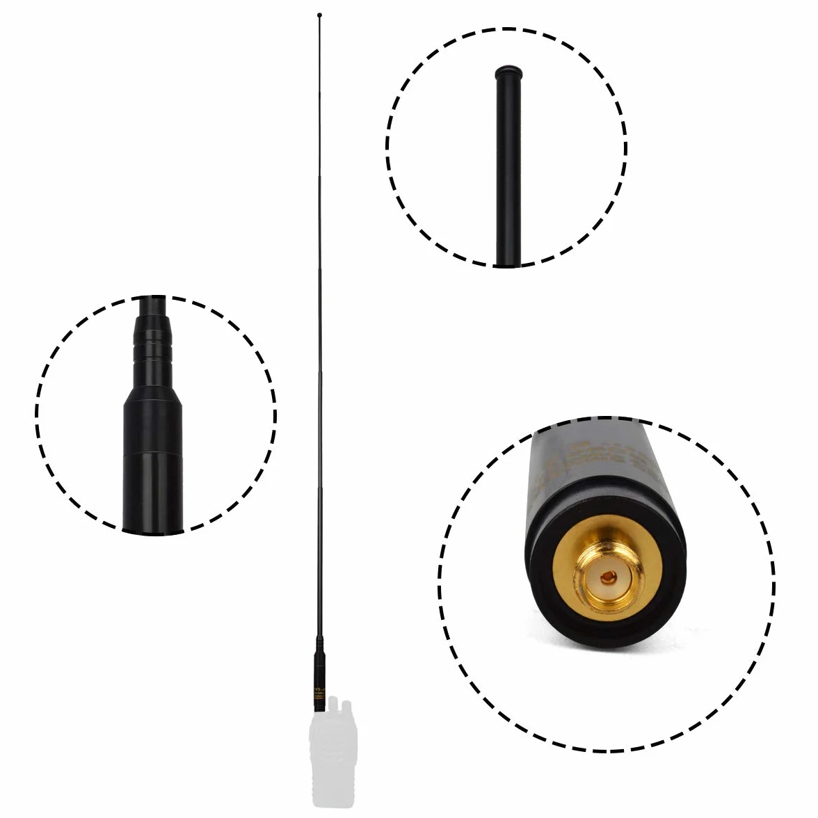 Antena teleskopowa RH-660S SMA damska dual band 144/430 MHz do Baofeng UV-5R BF-888S