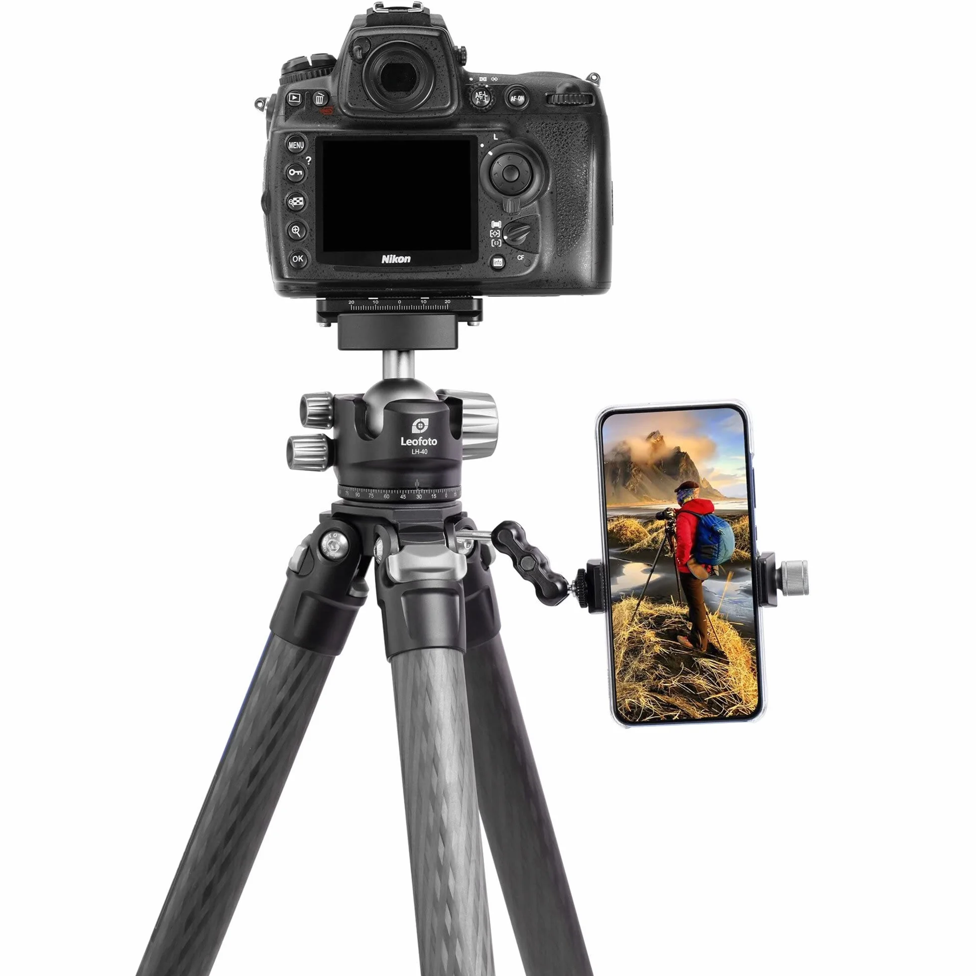 Leofoto - Ranger - Węglowy statyw do aparatów - głowica kulowa w zestawie - nośność 15 kg - wysuwane nóżki - Wysokość: 17 cm - 171 cm - LS-324C + głowica kulowa LH-40