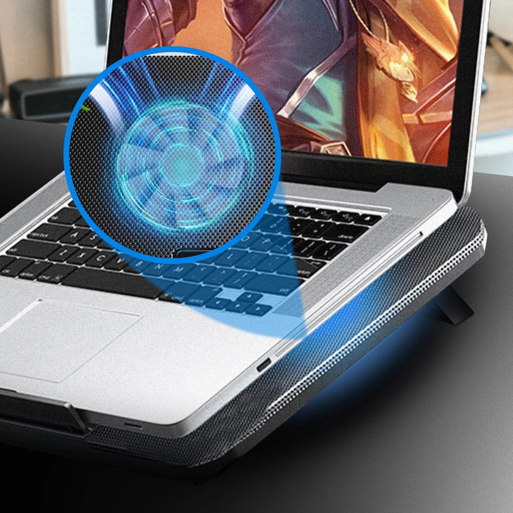 Retoo Podkładka chłodząca do laptopa LED 12-15,6 cala cicha 2 wentylatory USB stojak regulowany