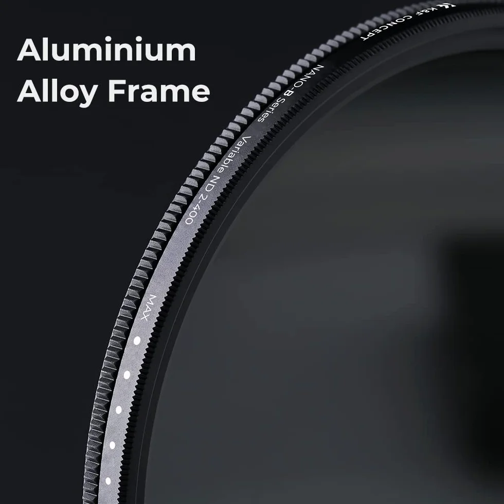 K&F CONCEPT Nano-Basic 55 mm ND zmienny filtr ND2-400 (1-9 Stops) | Filtr o zmiennej gęstości neutralnej ze szkła optycznego z 3 ściereczkami do czyszczenia - FN101