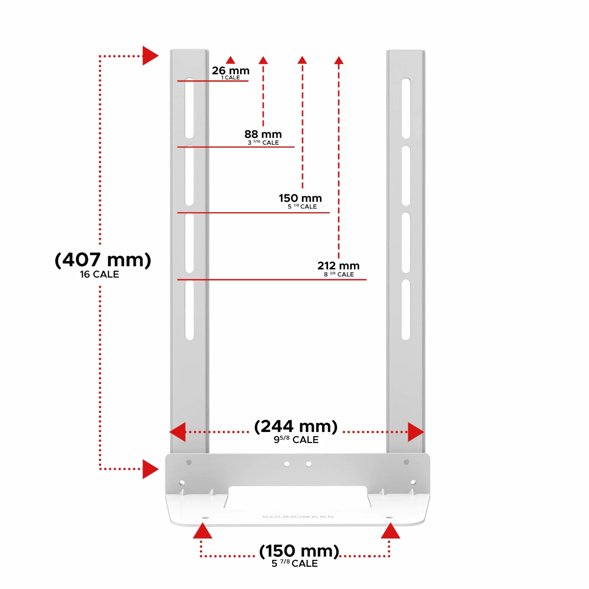 Sound bass Beam TV Mount, kompatybilny z generacją 1 i 2 Sonos Beam wspornik montażowy do telewizora, biały, pełny zestaw sprzętowy w zestawie, belka dźwiękowa