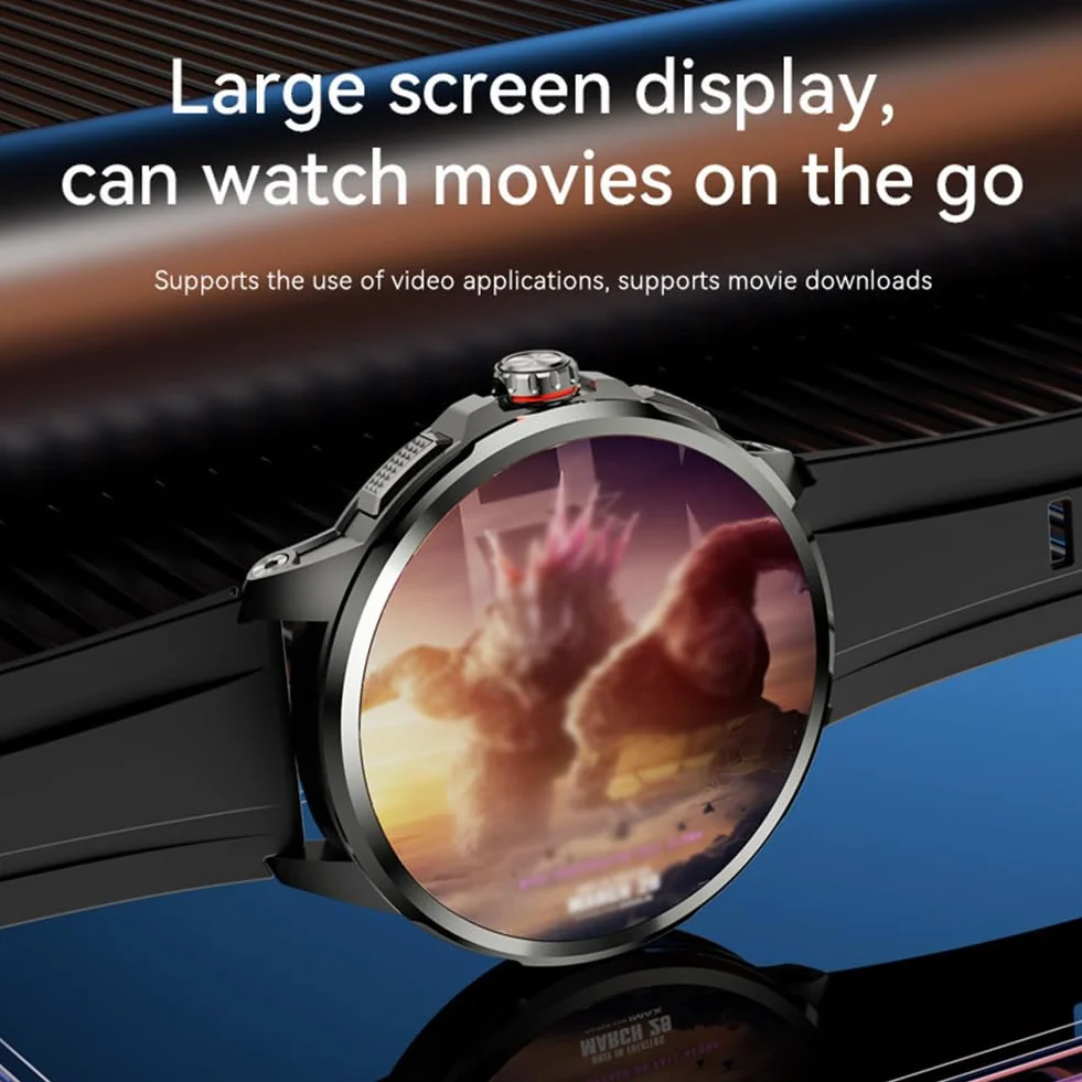 Smartwatch 1,95'' z kartą SIM, z wyciąganą kamerą o wysokiej rozdzielczości obracającą się o 190°, tętno w czasie rzeczywistym, monitorowanie ciśnienia krwi i tlenu we krwi, wodoodporność IP67