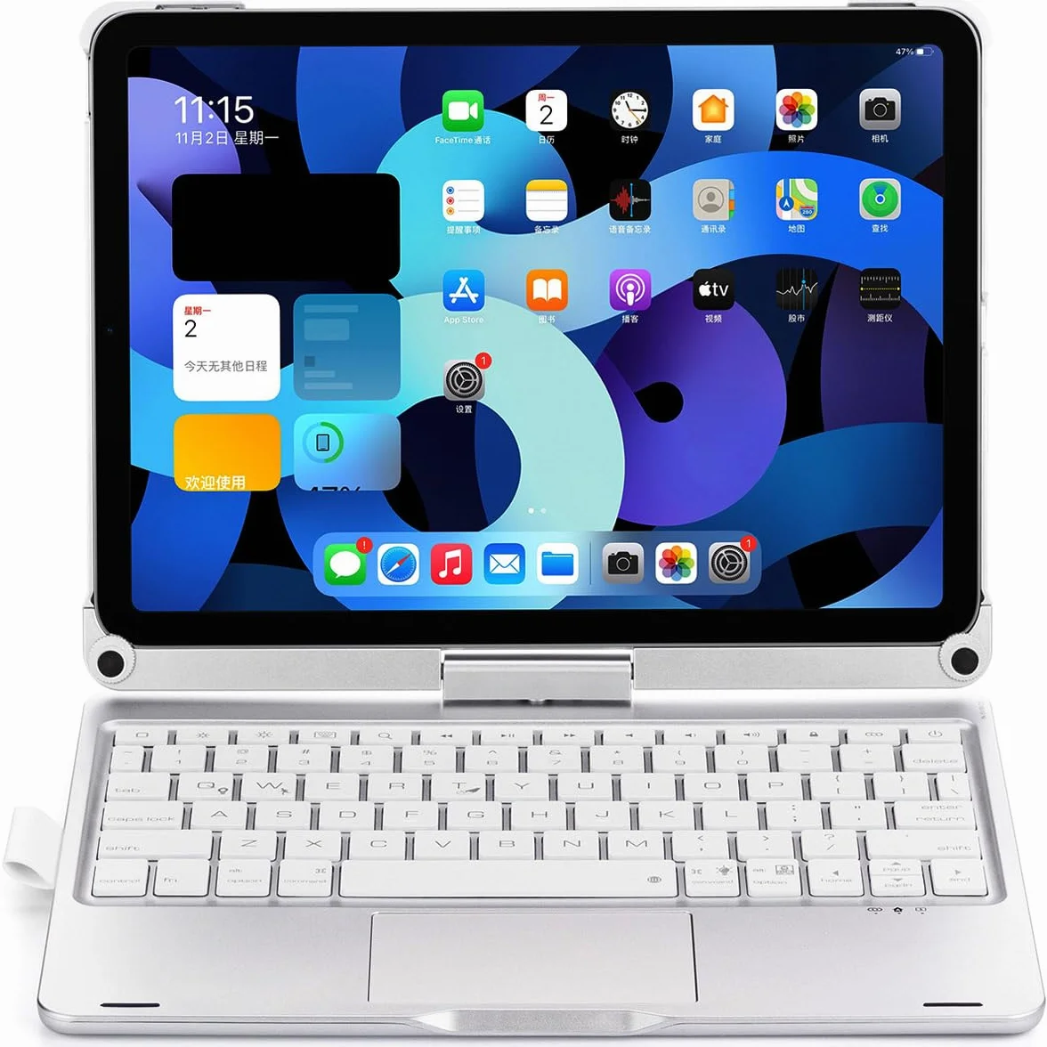 Etui z klawiaturą do iPada Air 4 | Air 5 | Air 11 cali (M2) | Air 11 cali (M3) | Air 11 cali (M4), obracany o 360 stopni touchpad, podświetlana klawiatura