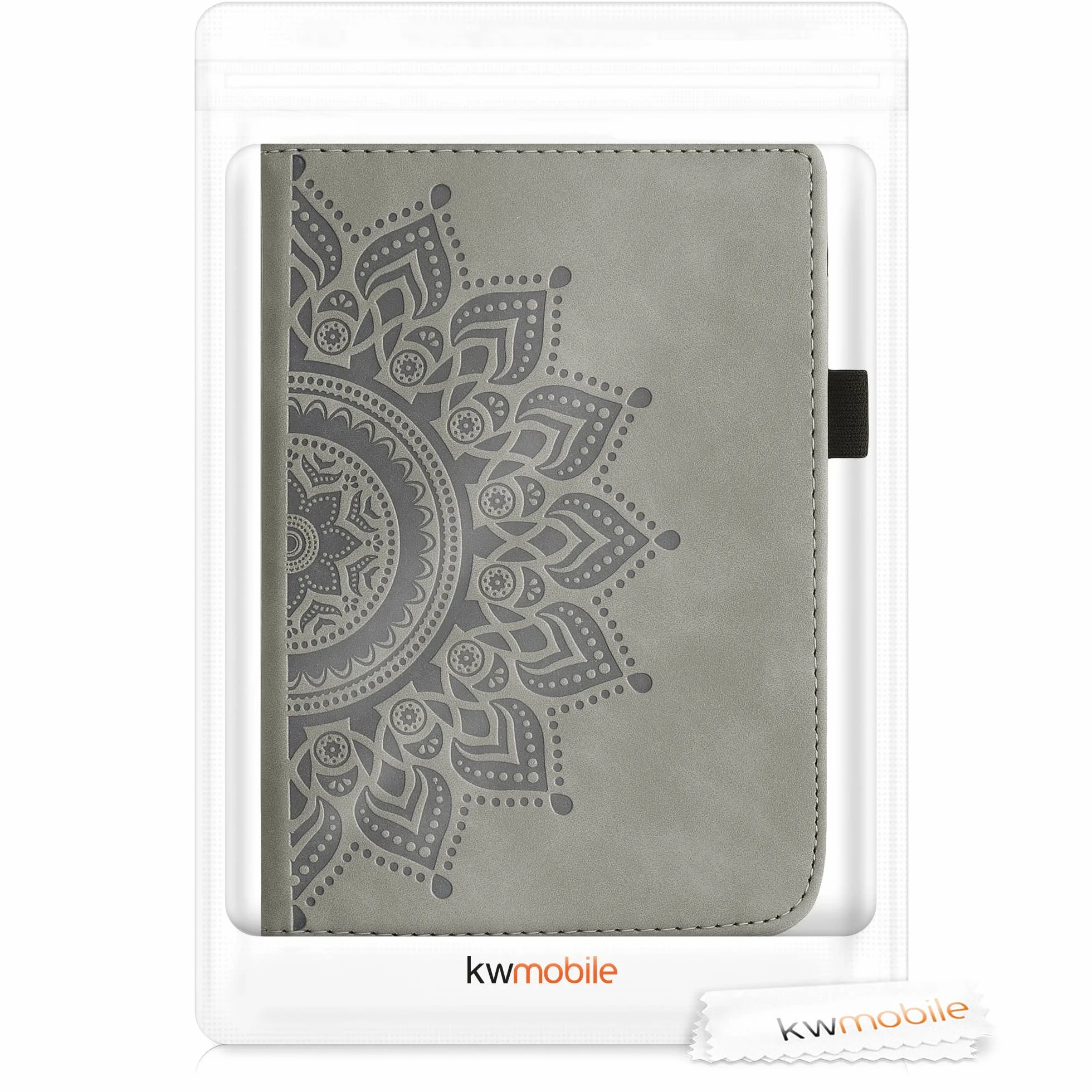 kwmobile e-czytnik etui kompatybilne z Pocketbook Touch Lux 4/Lux 5/Touch HD 3/Color (2020) - Pokrowiec ochronny Rosace Szary