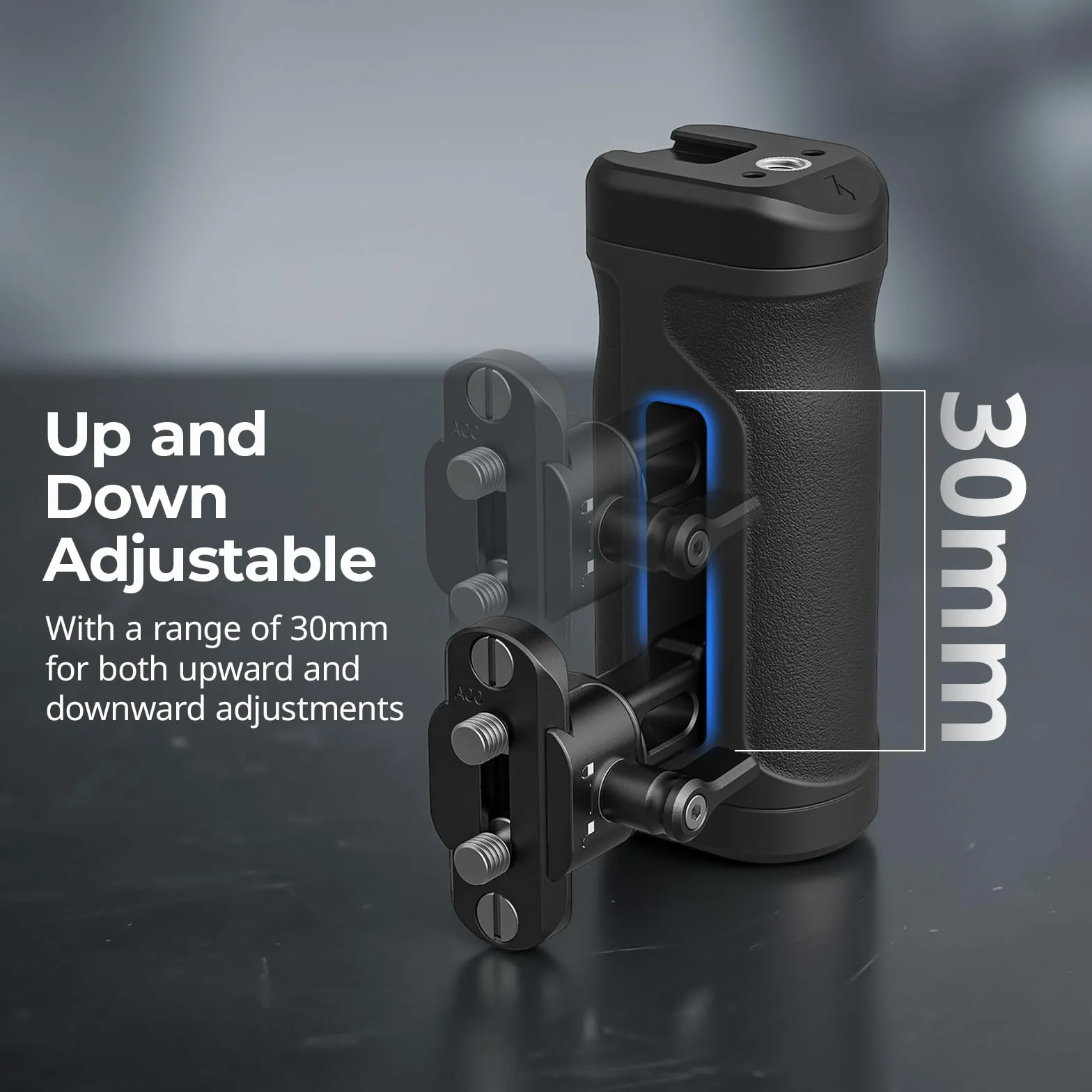 SMALLRIG Mini uchwyt boczny z szyną NATO lub śrubą mocującą 1/4"-20, ergonomiczny uchwyt do aparatu fotograficznego, regulowany w wysokości o 30 mm, zintegrowana stopka akcesoriów - 5948