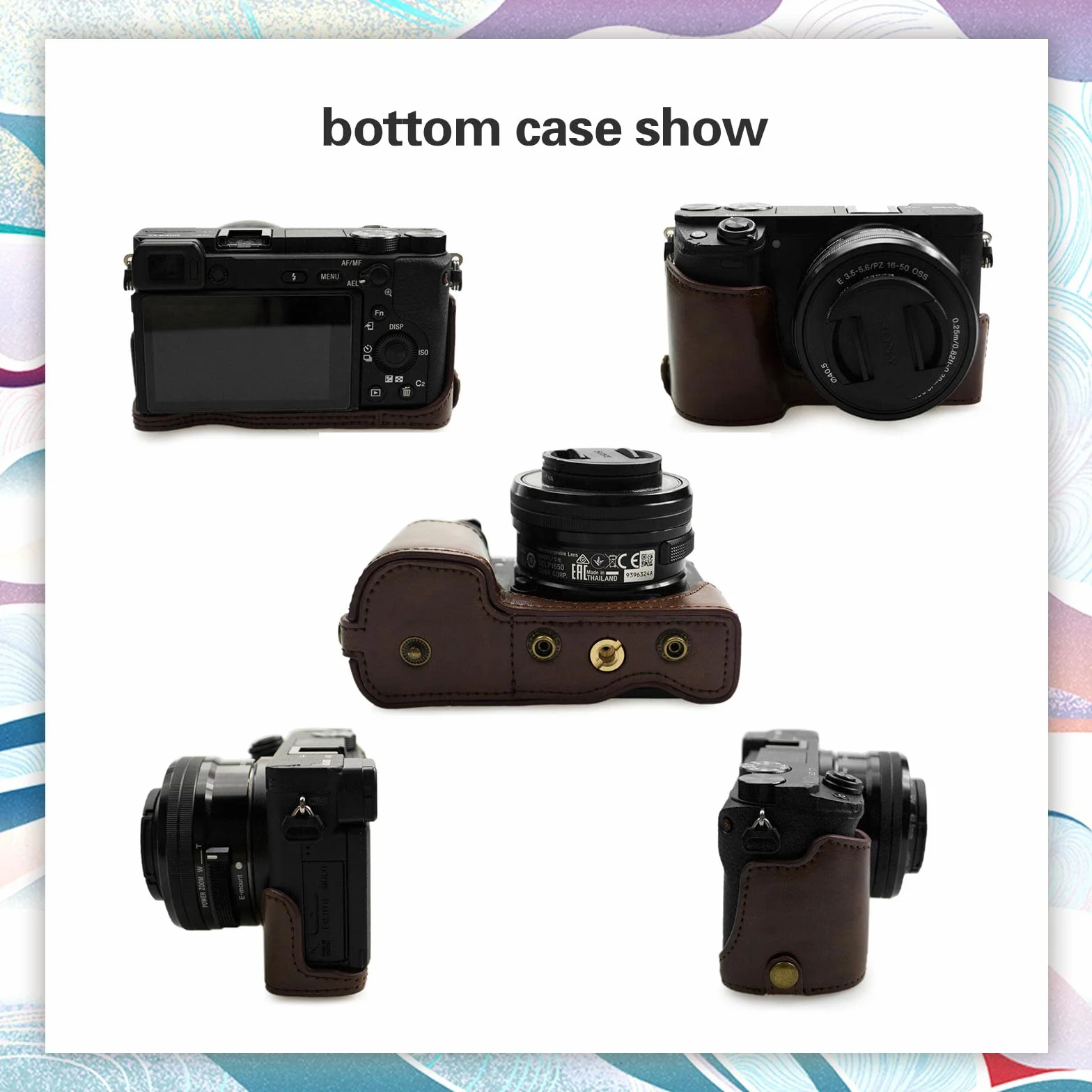 kinokoo Sony A6400 etui ze skóry PU, etui ochronne, kompatybilne z Sony A6400 A6100 A6000 A6300 z obiektywem 16-50 mm, kolorowe, kawa
