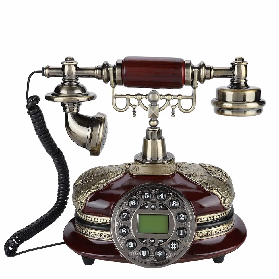 Telefon biurowy w stylu vintage, antyczny telefon ze stałą funkcją rejestracji podatkowej i identyfikatorem dzwoniącego