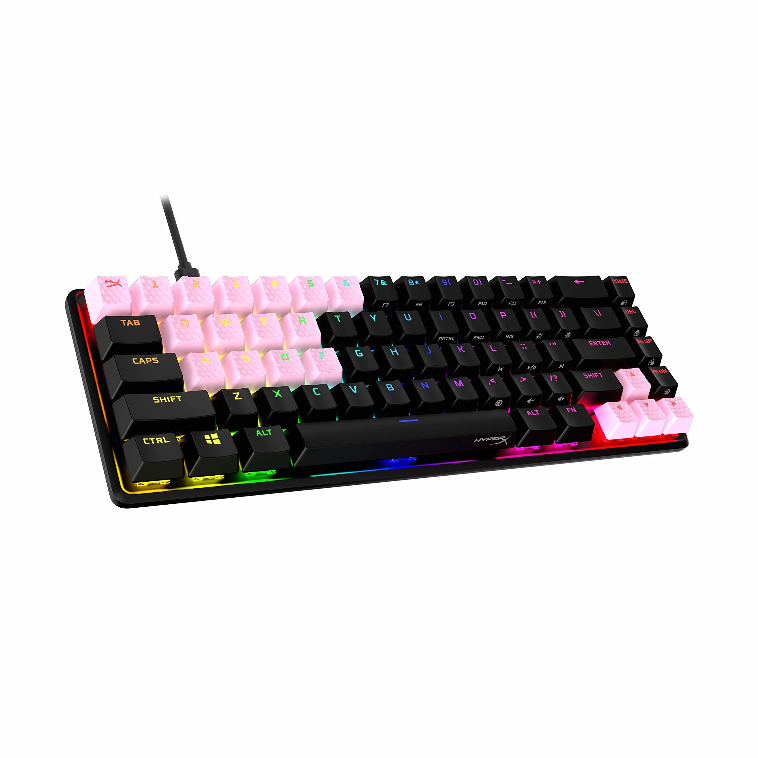 HyperX Gumowe nasadki na klawisze – zestaw akcesoriów do gier, 19 kluczy, układ angielski (US), różowy