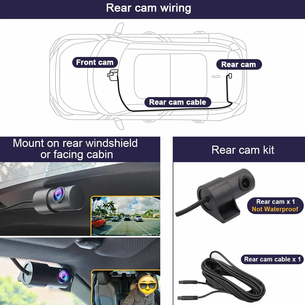 FITCAMX Dashcam kompatybilny z Toyota RAV4 2022-2025 i Hybrid LE XLE Limited XSE Adventure SE Premium Gen5 (Model B), Dual 2160P + 1080P UHD Video WiFi, czujnik G, karta 128 GB