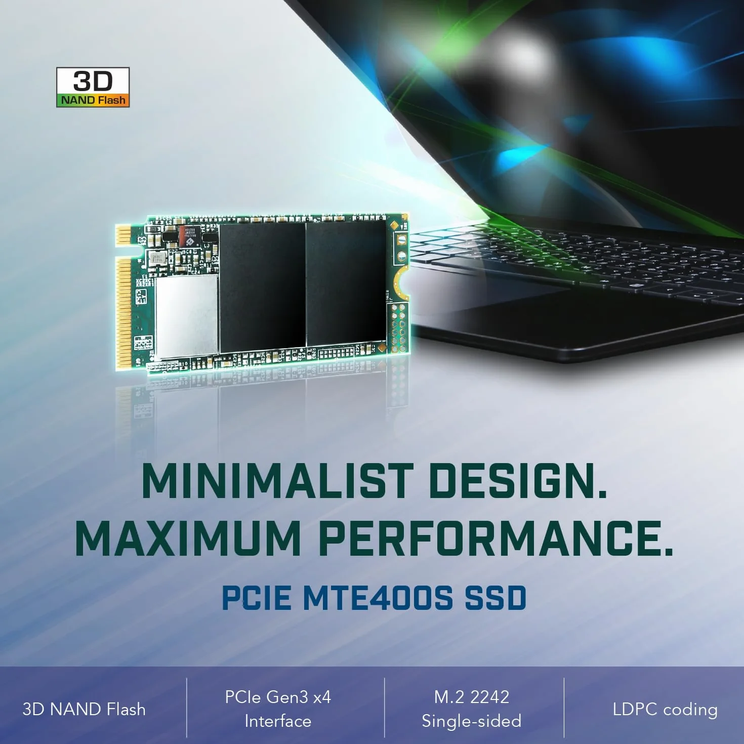 Transcend MTE400S 256 GB NVMe PCIe Gen3 x4 M.2 2242 Internal Solid State Drive (SSD) 3D TLC NAND (TS256GMTE400S)