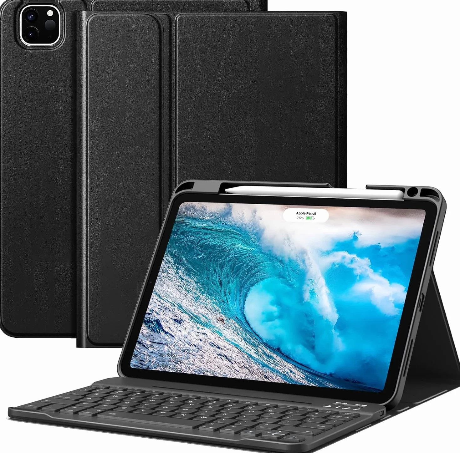 MoKo for iPad Air 11 Inch Case with Keyboard 7th/6th Gen(M4/M3-2026/2025/2024), iPad Air 5th/4th Gen Case 2022/2020 10.9'' with Pencil Holder, Multi-Angle Detachable Bluetooth Keyboard, Black