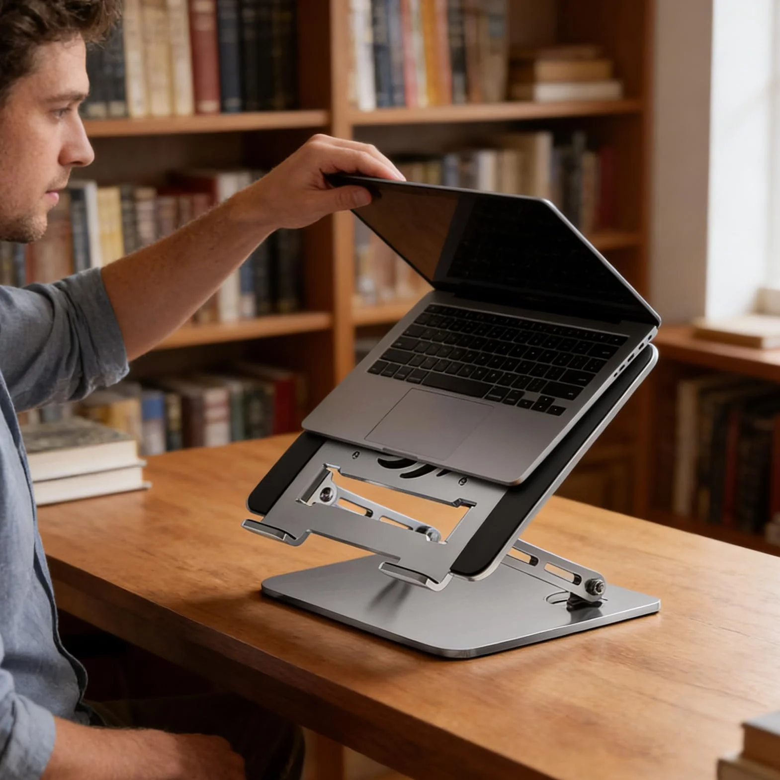 na laptopa do biurka Składany podest z regulacją wysokości | Uchwyt Podświetlany na Tablet i Notebook do Tabletu, Notebooka, Drukarki, na Podróż, Biuro, Czytanie, Pisanie i