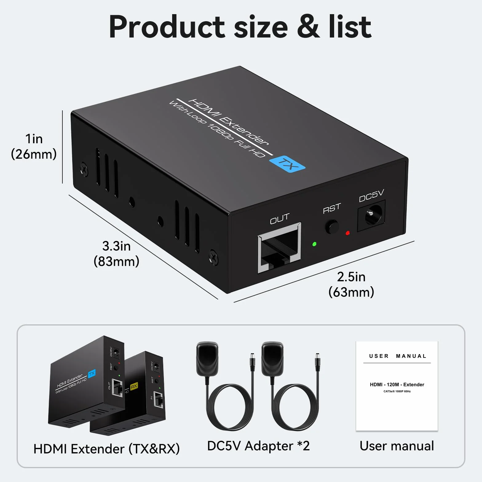 VEDINDUST Przedłużacz HDMI 4K30HZ 131FT/40M HDMI Over Ethernet HDMI RJ45 HDMI Ethernet przez Cat5e/Cat6 kabel transmiter HDMI Repeater obsługuje 4k 1080P 3D POC EDID