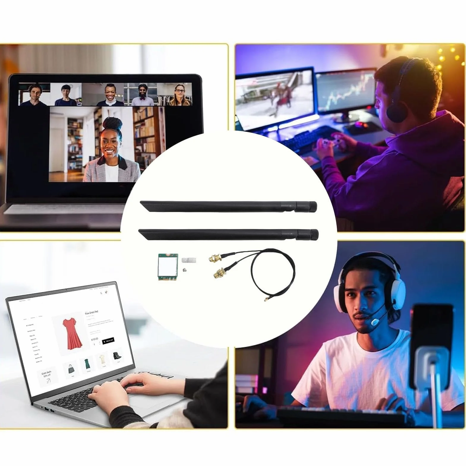 Karta Sieciowa Wi-Fi, Karta Bezprzewodowa AX1675X WiFi 6E M.2 2.4G 5G 6G Potrójna Sieciowa Bluetooth 5.3 PC z podwójną anteną 8db Obsługa ProcesorówObsługa Platform,