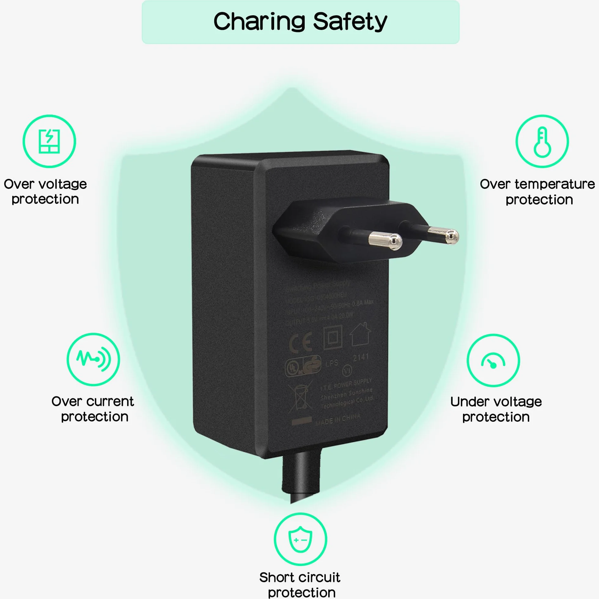 Geekworm Raspberry Pi 4 Zasilacz Power Supply, USB-C 5V 4A 20W Power Adapter Charging for Raspberry Pi 4 Model B 8GB / 4GB / 2GB / NASPi / X735 / X708 / X728 / X630 / Pi 400 / Orange Pi 5 / 5B / 5 Plus