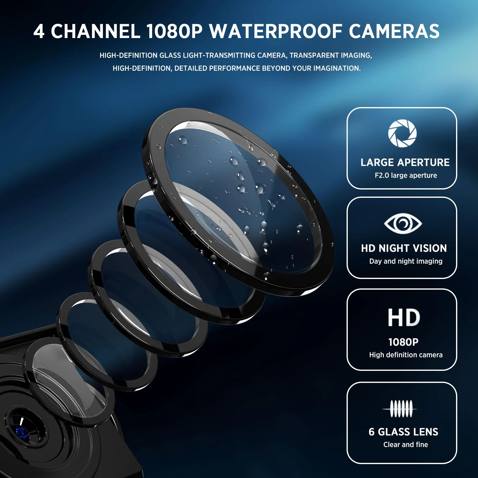 Kamera cofania 4K 4-kanałowa kamera samochodowa z 10,4-calowym ekranem dotykowym Quad Split i 4 kamerami AHD z przednimi i tylnymi bokami z nagrywaniem DVR, odtwarzanie muzyki wideo, unikaj