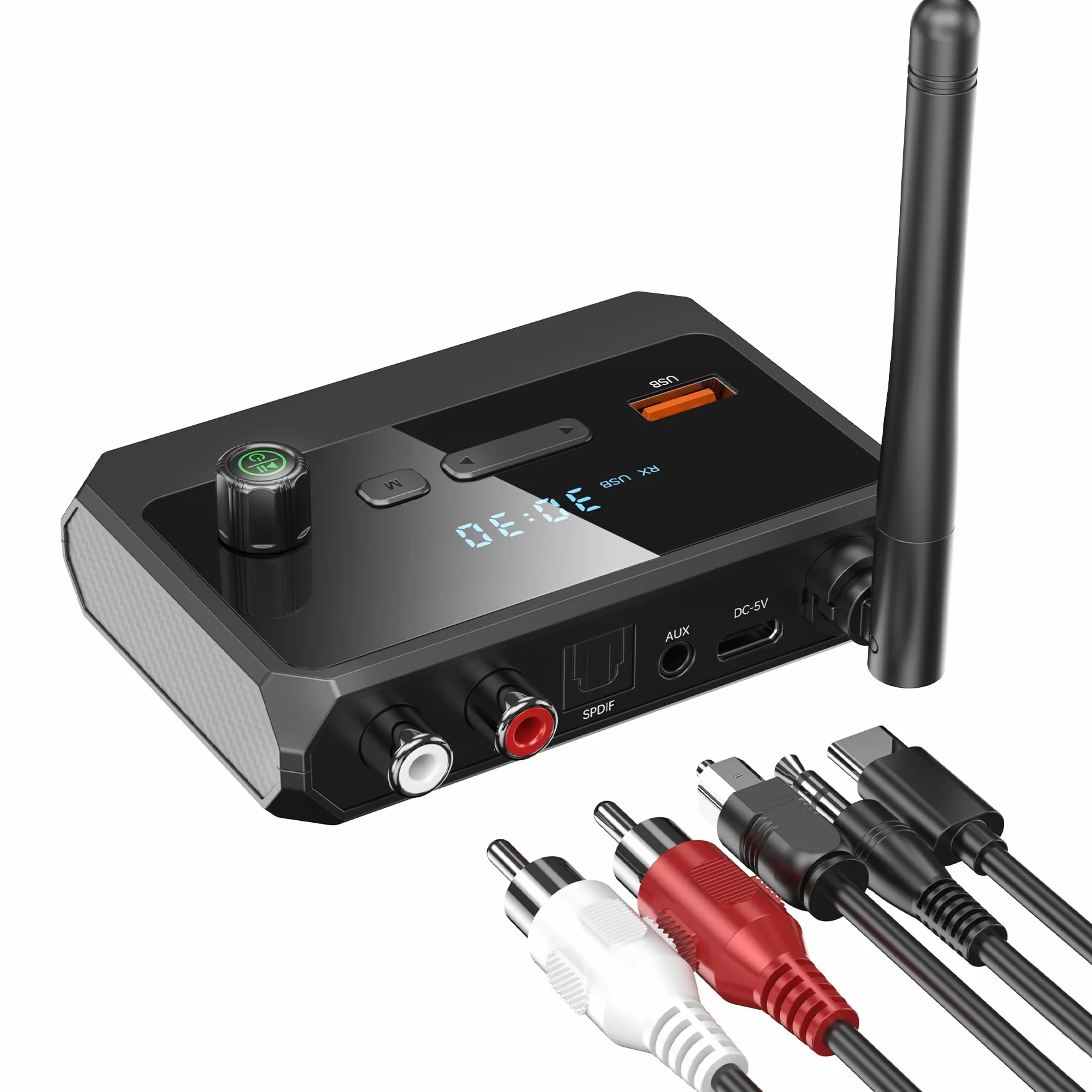 KAIY Odbiornik Bluetooth 5.3 do domowego stereo, niskie opóźnienia i muzyka HD, adapter Bluetooth na RCA, do stereo, głośników, przewodowych głośników, domowego systemu strumieniowego przesyłania