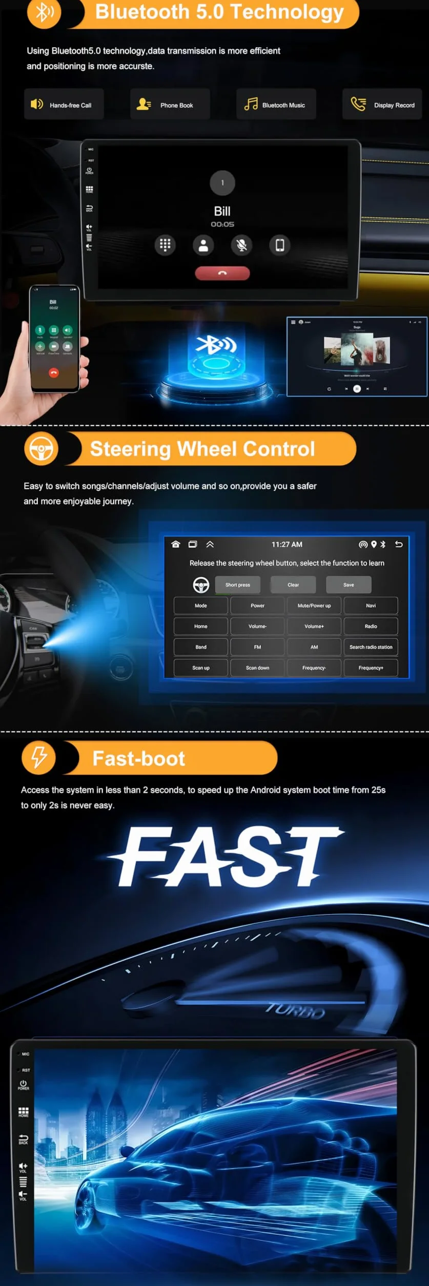 SXAUTO Android 16 Radio samochodowe do Benz S Class W220 S280 S320 S350 S400 S430 S500 S600 AMG (1999-2007) - Bezprzewodowy Carplay + Android Auto - 4G+64G - Kamera tylna - 9 cali 2 Din - Dab Volt ant