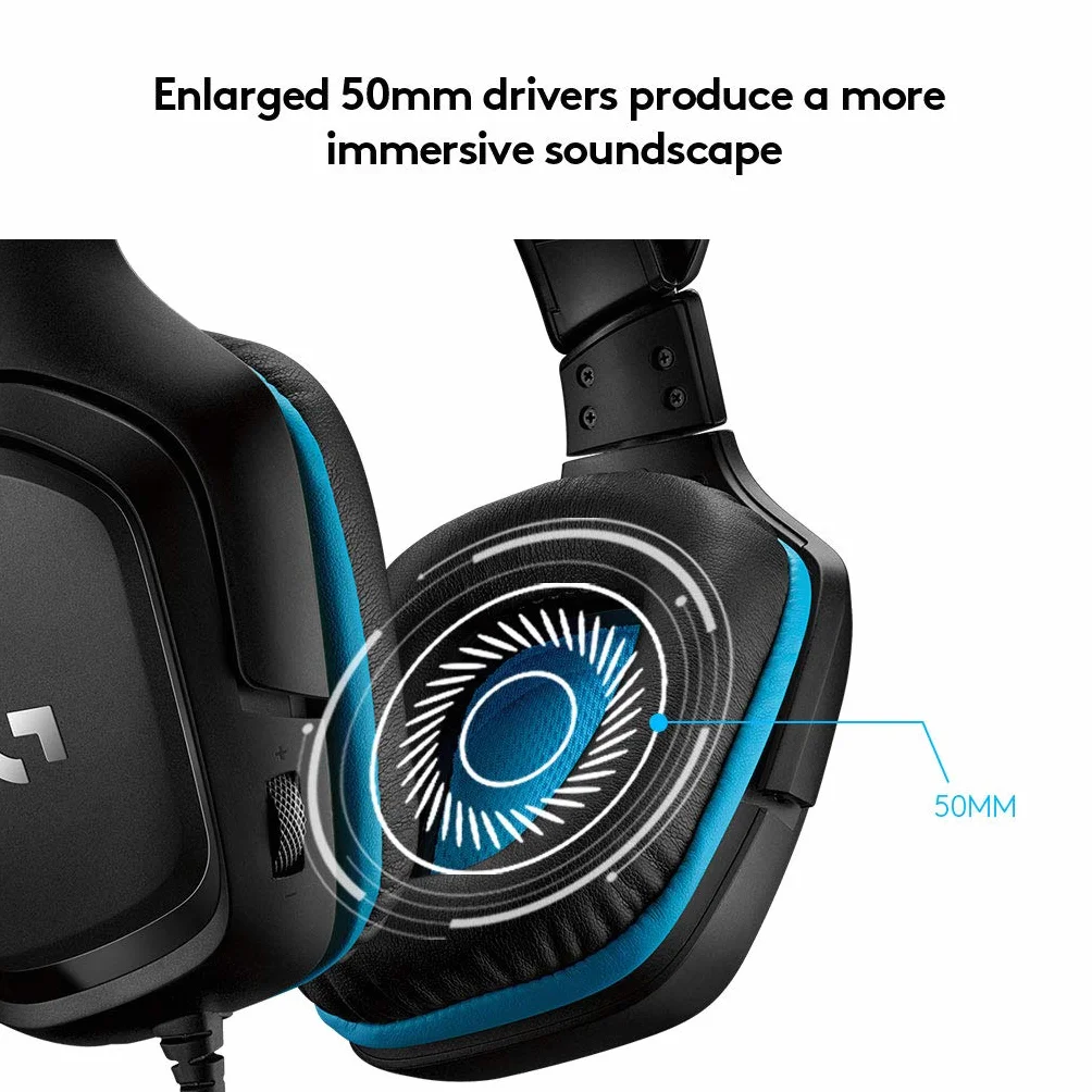 Logitech G G432 981-000770 Słuchawki Gamingowe, Czarny, 50 mm & Logitech G502 Hero High Performance 910-005470 Mysz dla graczy, czujnik Hero 25.6K; Pc, Mac, Chromebook - czarny