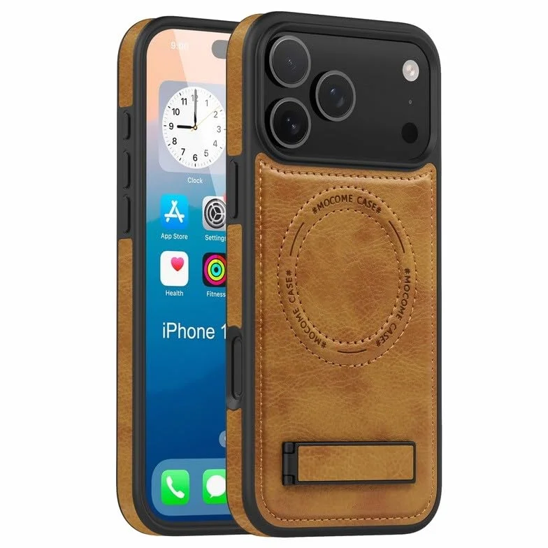 etui kompatybilne z iPhone 13 (kolor: BRĄZOWY) Etui ze stojakiem Magnetyczne skórzane silikonowe twarde etui na tył