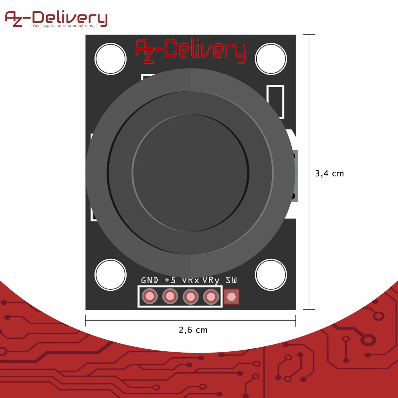 AZDelivery 3 x Joystick Moduł KY-023 kompatybilny z Arduino i Raspberry Pi, w tym E-Book!