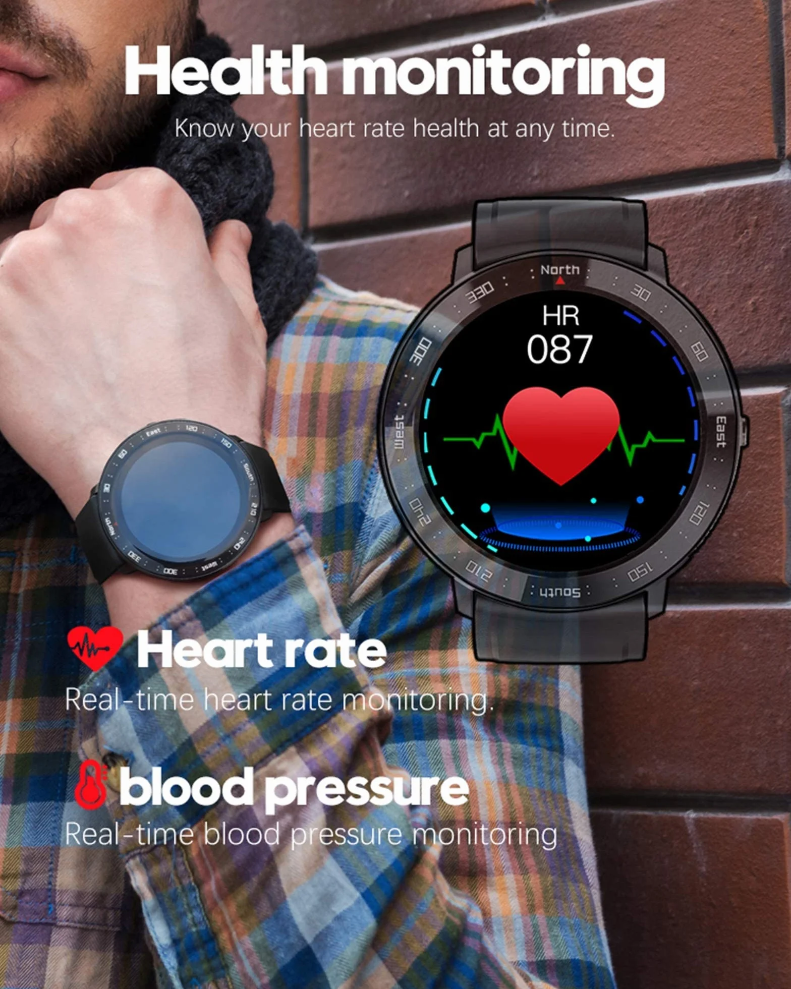 Inteligentny zegarek Monitor aktywności IP68 Wodoodporny zegarek fitness Bluetooth Wielofunkcyjny zegarek sportowy dla mężczyzn i kobiet Kompatybilny z iOS i Androidem (czarny) little surprise