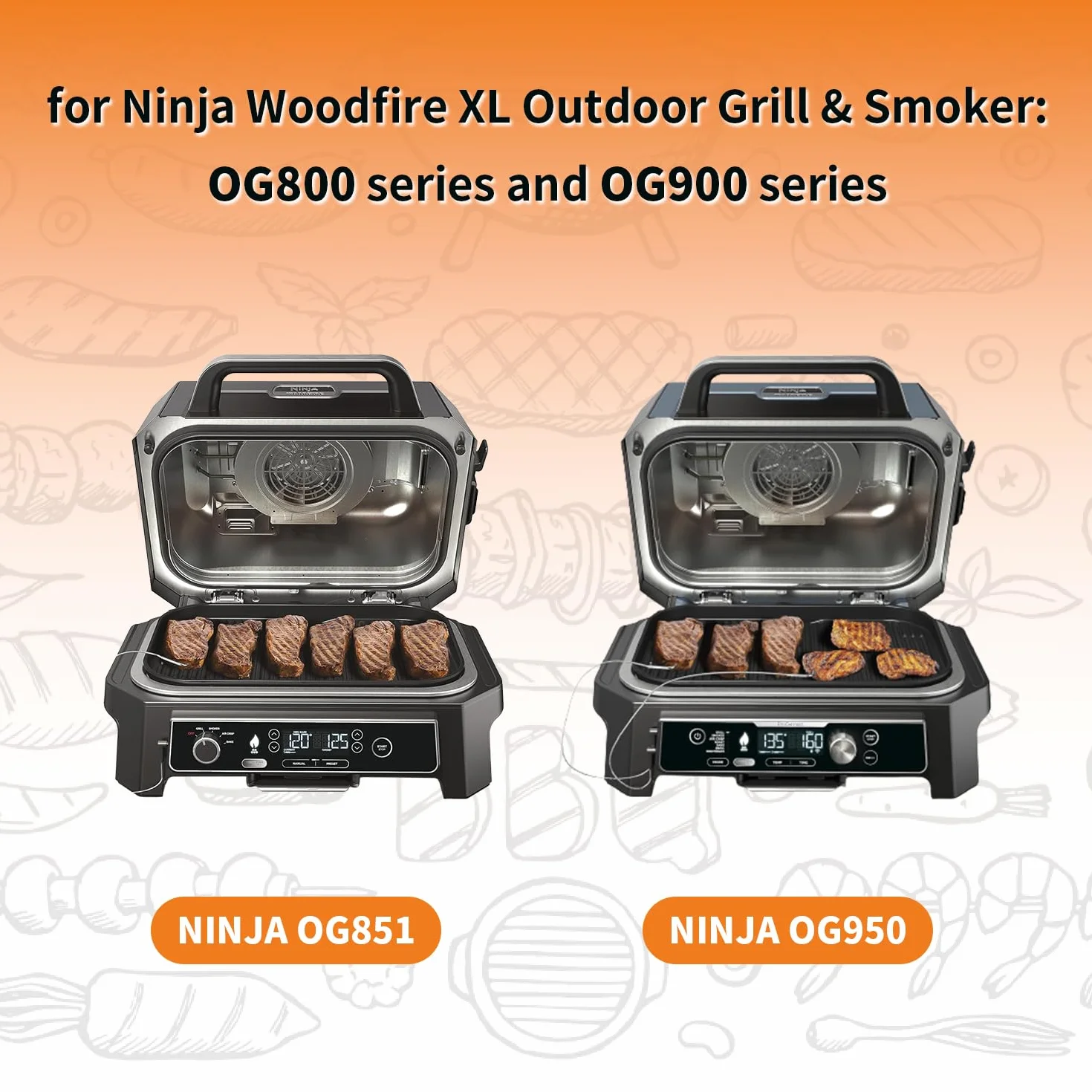 SEAVERRS Wkładki do patelni ociekowej Ninja OG850/OG951 Woodfire Outdoor Grill & Smoker - kompatybilne z seriami OG800 i OG900 - Jednorazowa taca na tłuszcz z folii aluminiowej, srebrna