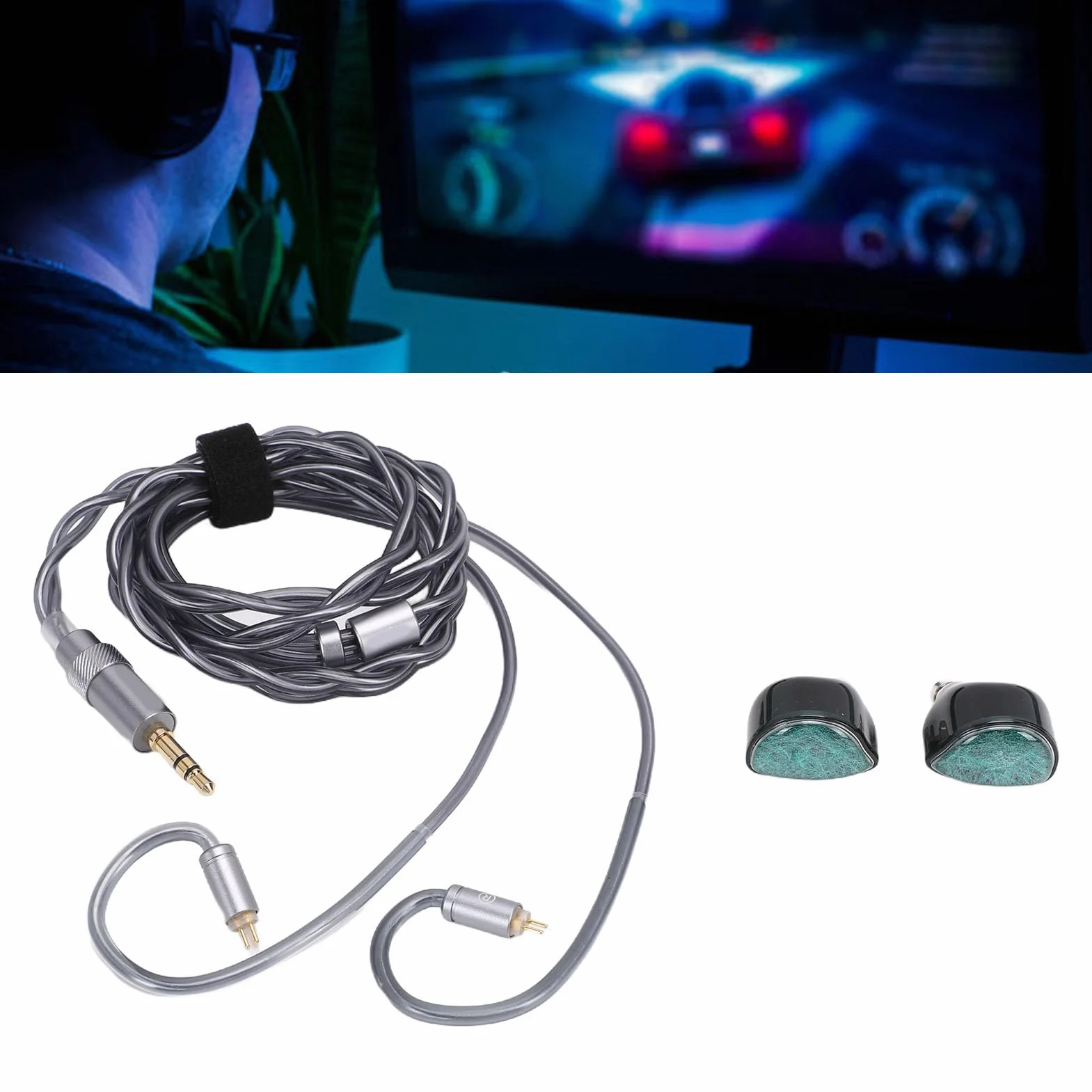 Cocoarm Słuchawki do Gier Ceramiczne Metalowe Słuchawki HiFi Przewodowe Douszne 11 Mm Sterownik 3,5 Mm 4,4 Odłączane Douszne IEM do Gier na Konsoli PC Odtwarzacze Mobilne