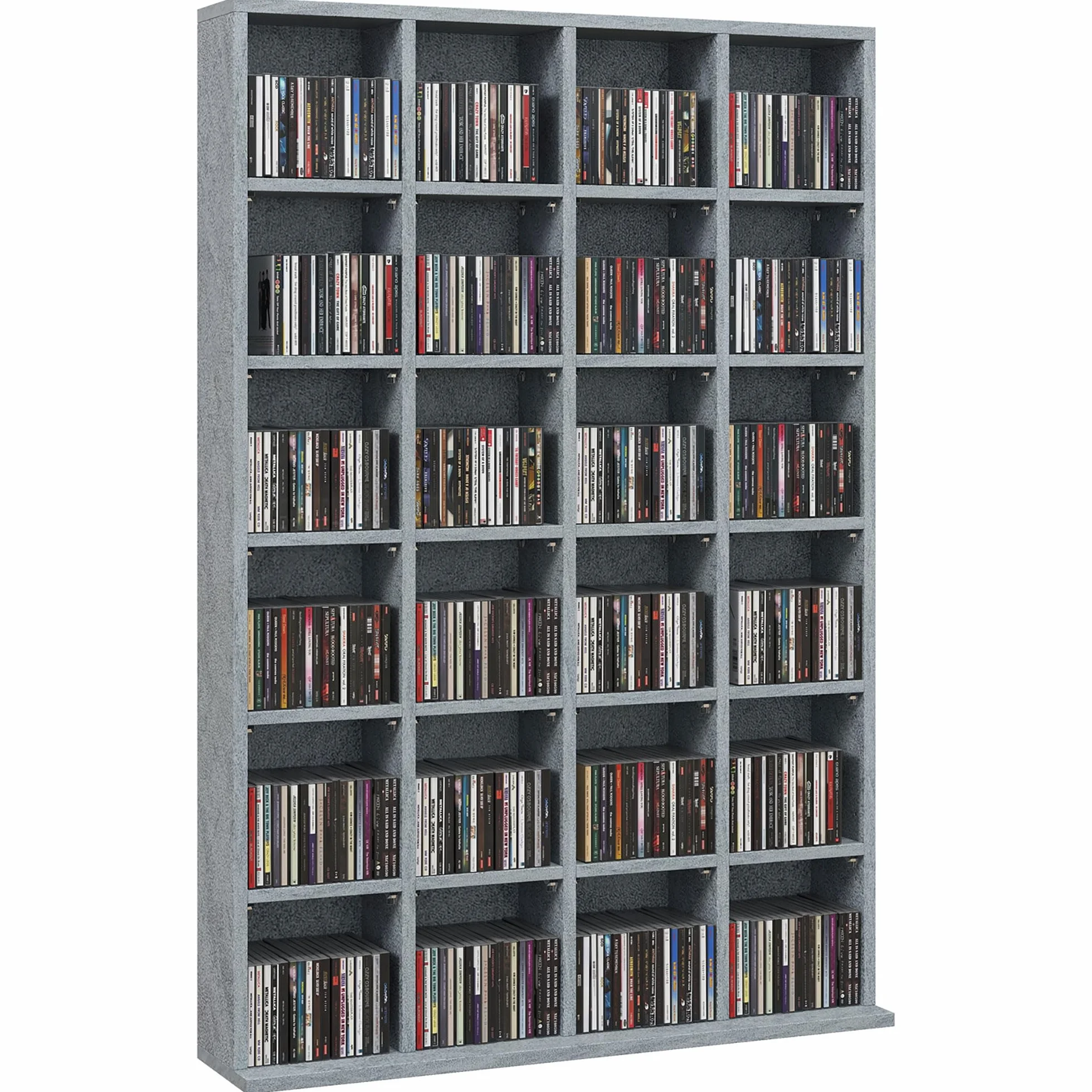HOMCOM Przechowywanie płyt CD i DVD, nośnik multimedialny z 24 przegródkami, maks. pojemność 480 CD/312 DVD, drewniany regał z regulowanymi półkami, 89 x 20 x 130,5 cm, szary